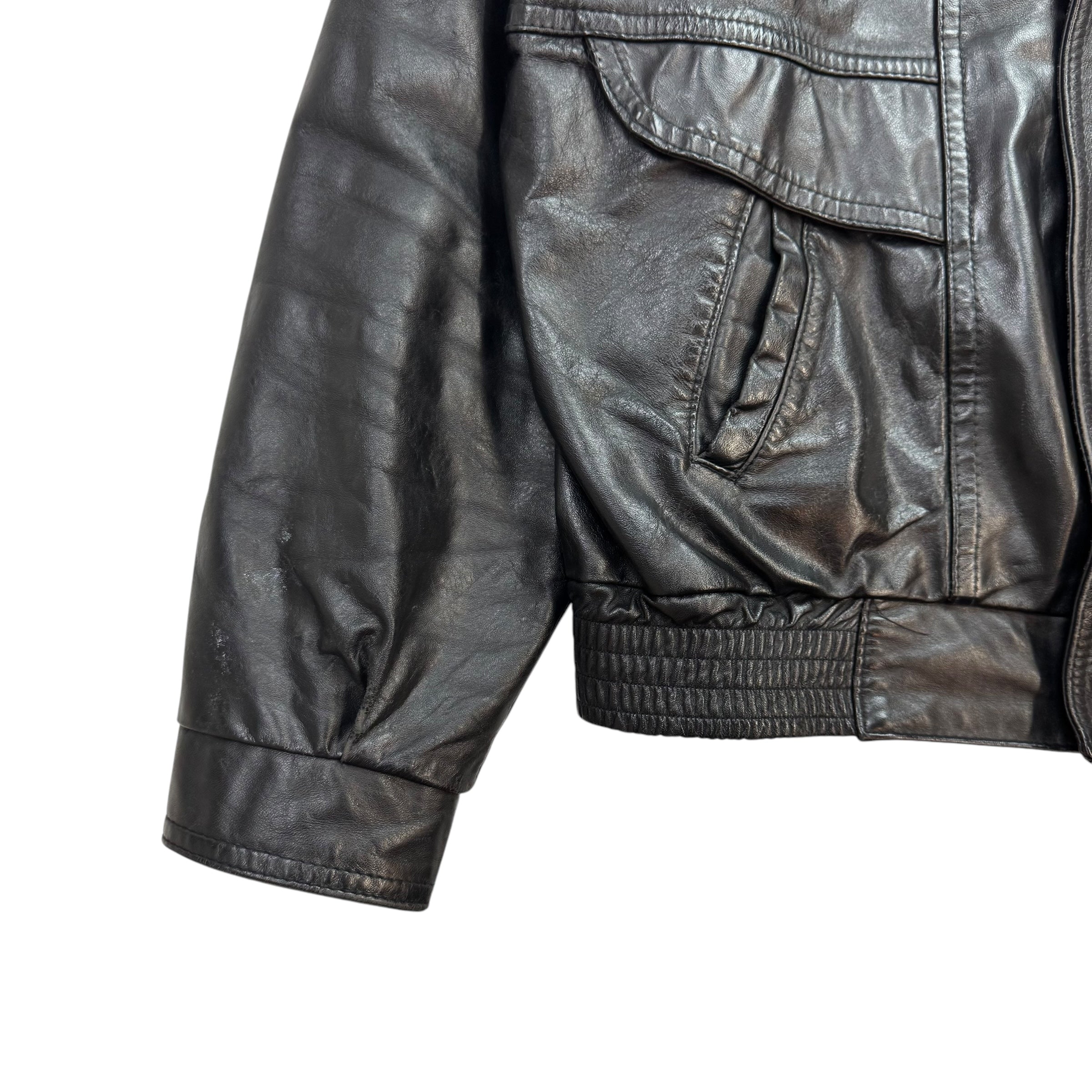 Vintage Protocol Leather Jacket Black