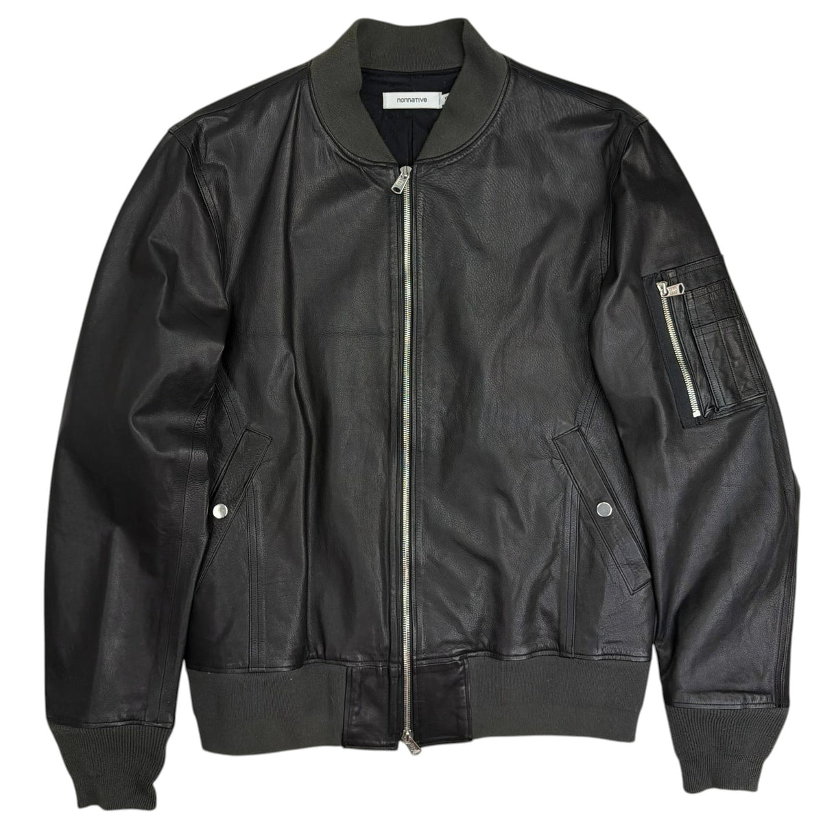 Nonnative Lightweight Leather Bomber Jacket Black