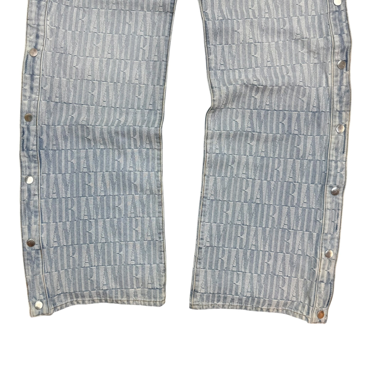 Amiri Logo Jacquard Snap-Off Denim Jeans Light Wash