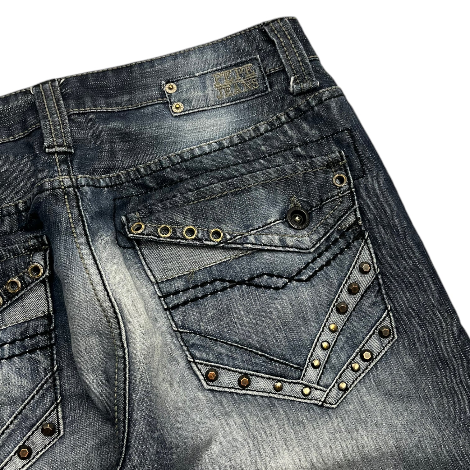 Y2K PEPE Jeans Studded Pockets Straight Denim