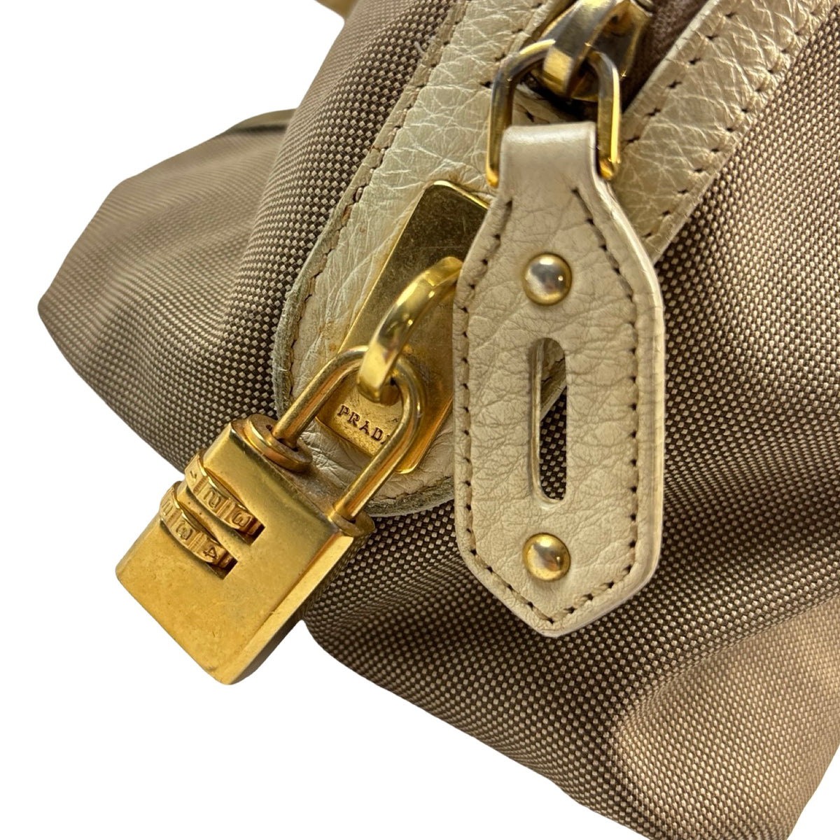 Prada Canapa Logo Canvas and Leather Handbag