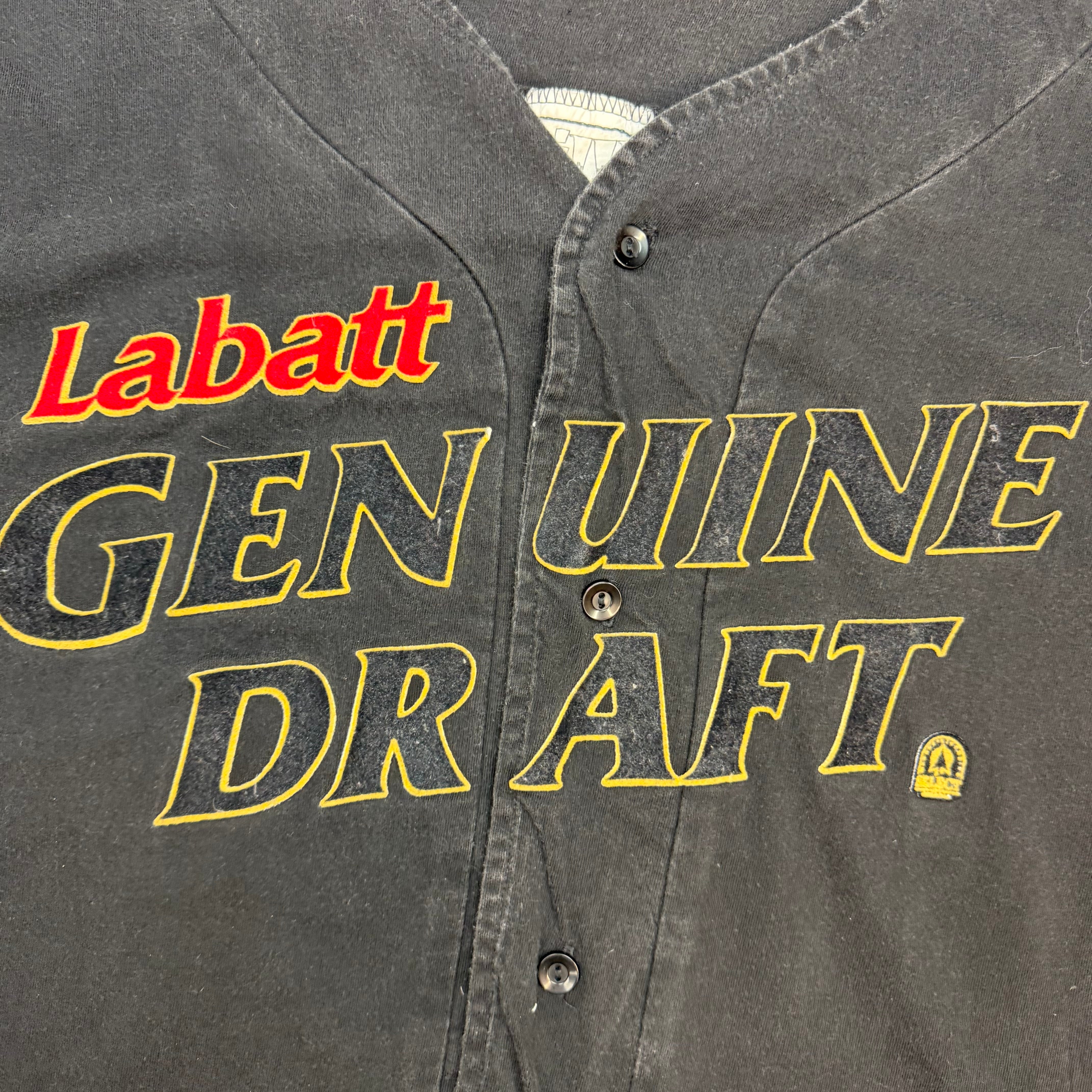 Vintage Labatt Genuine Draft Button Up Black