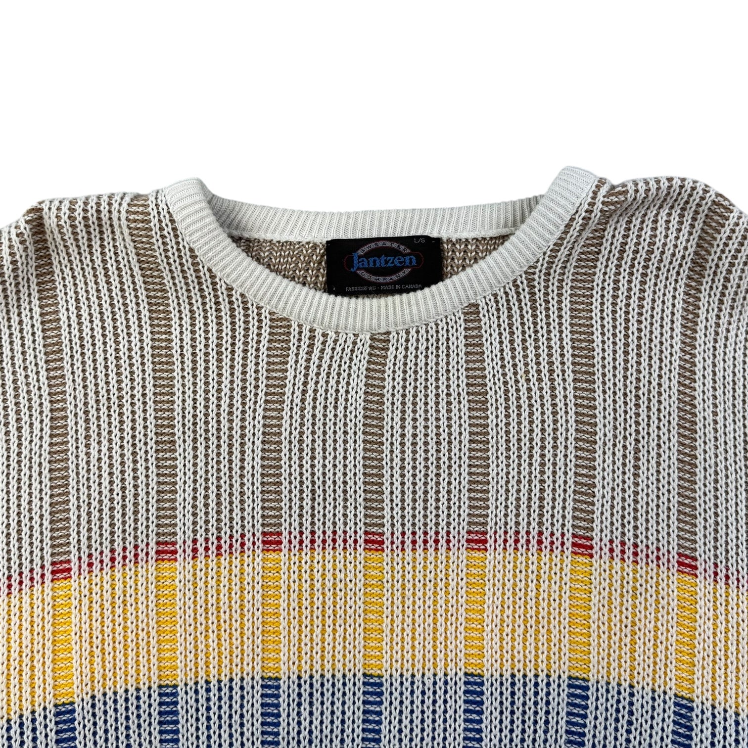 Vintage Jantzen Knit Sweater White/Blue