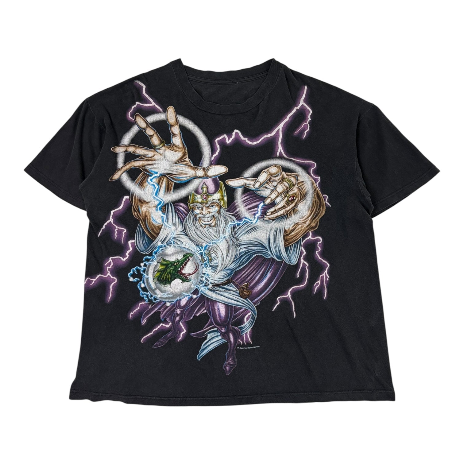 Vintage 1990s American Thunder Wizard T-Shirt Black