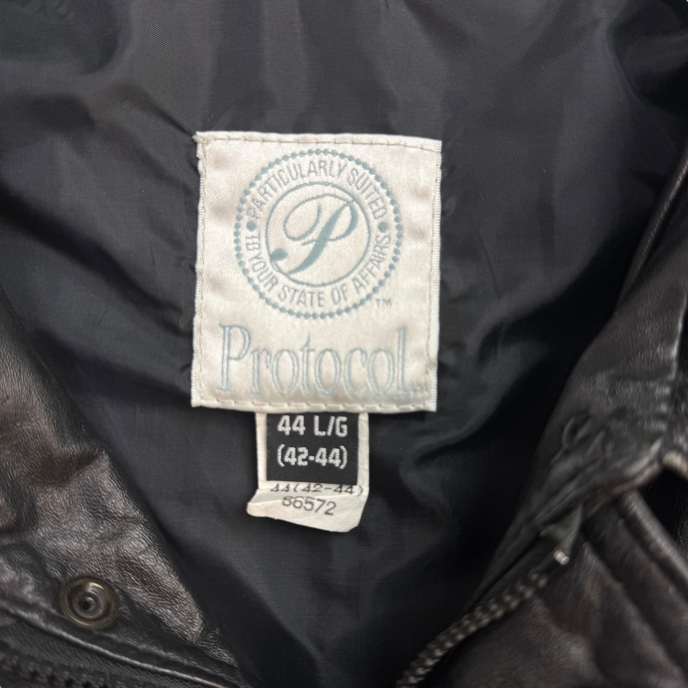 Vintage Protocol Leather Jacket Black