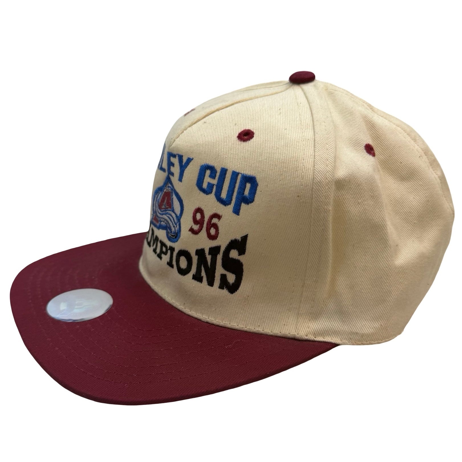 1996 Colorado Avalanche Stanley Cup Champions Snapback Hat Cream/Burgundy