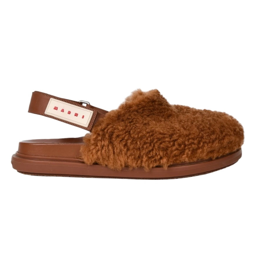(W) Marni Fussbett Shearling Sandal Caramel (Used)