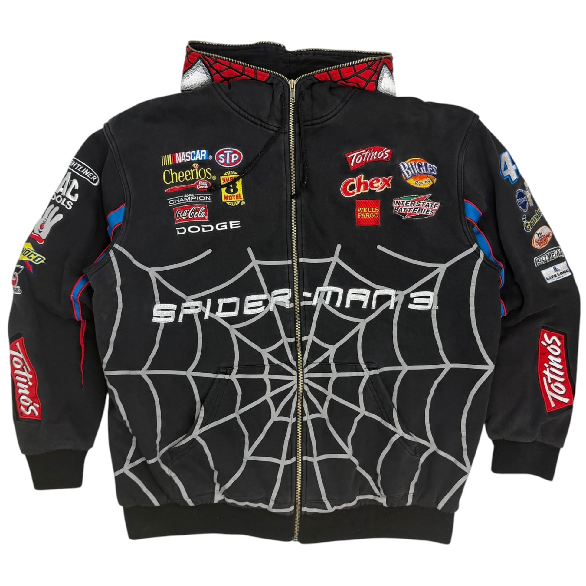 Vintage Spider-Man 3 Jeff Hamilton Full Zip NASCAR Racing Jacket Black