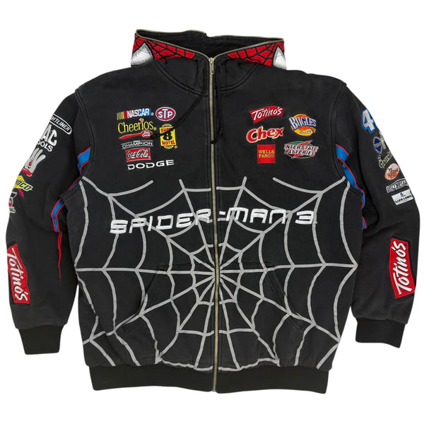 Vintage Spider-Man 3 Jeff Hamilton Full Zip NASCAR Racing Jacket Black