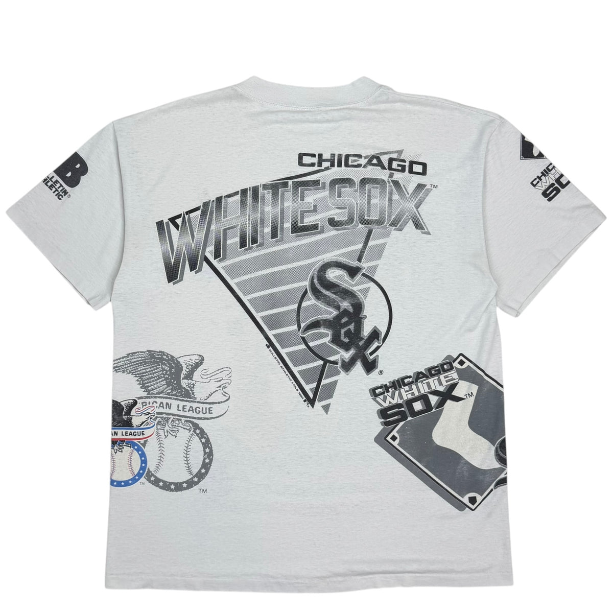 1991 Chicago White Sox Bulletin Athletic All Over Print Logo Tee White