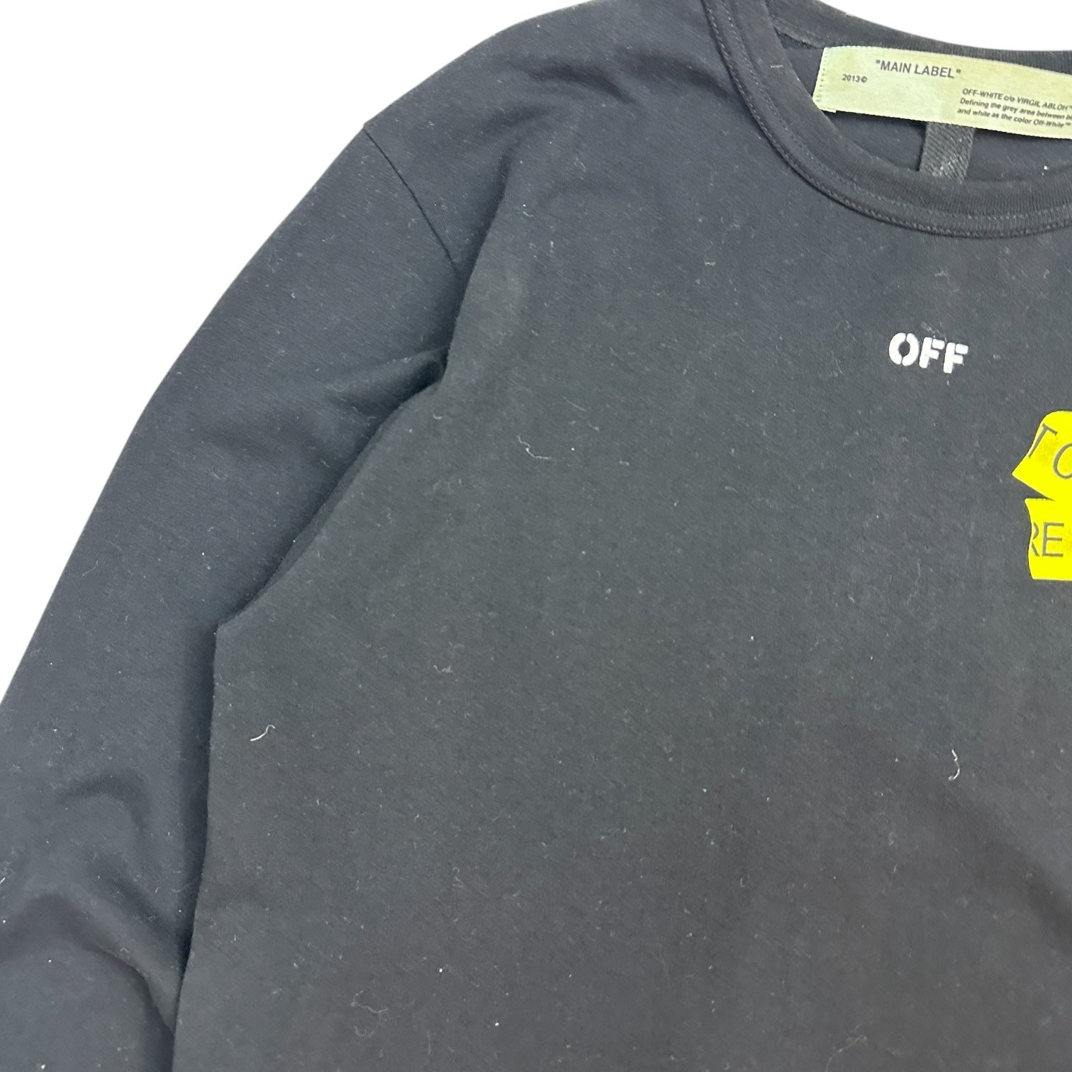 Off White Hazard Logo Long Sleeve Tee Black