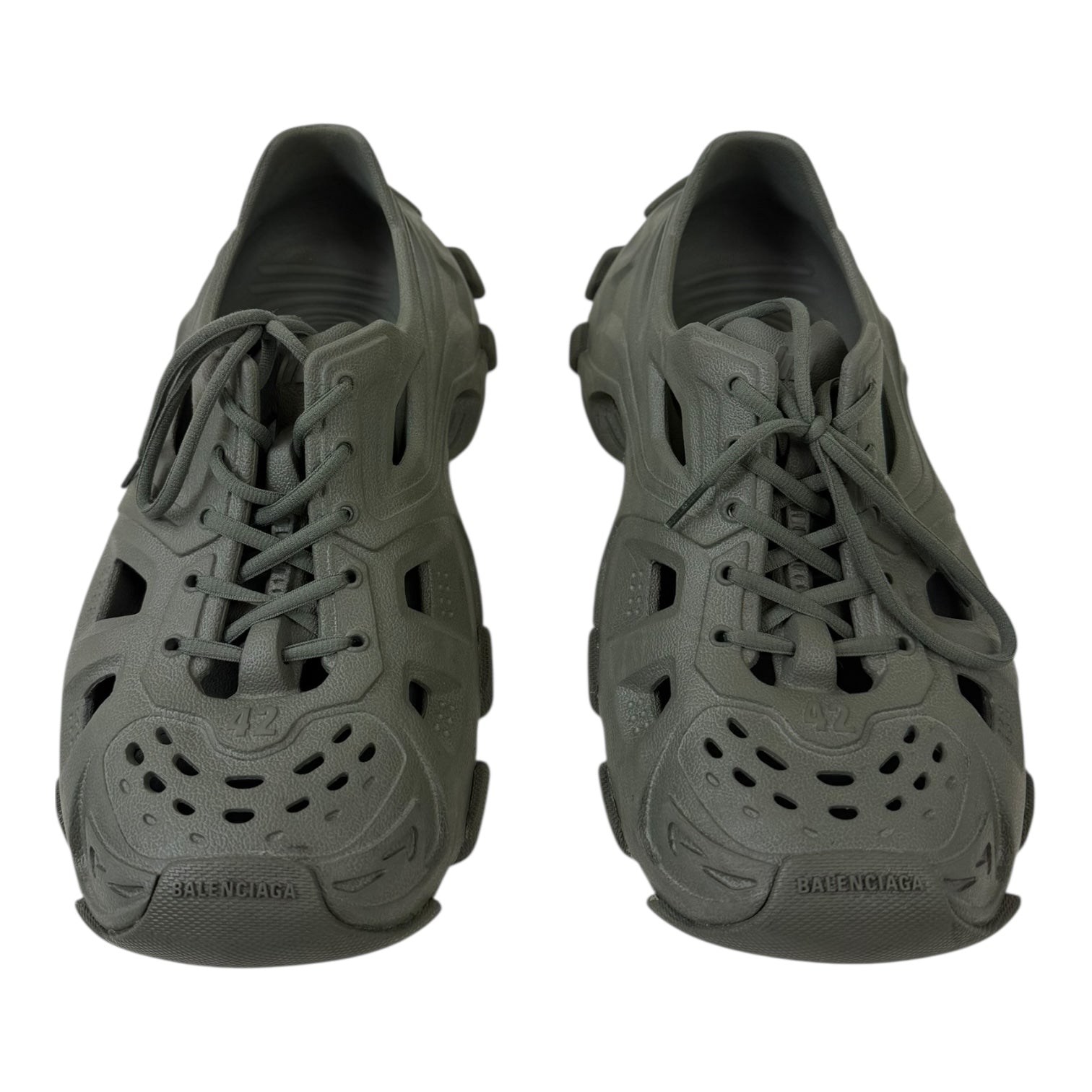 Balenciaga Men's HD Lace-Up Cut Out Sneaker Olive (Used)