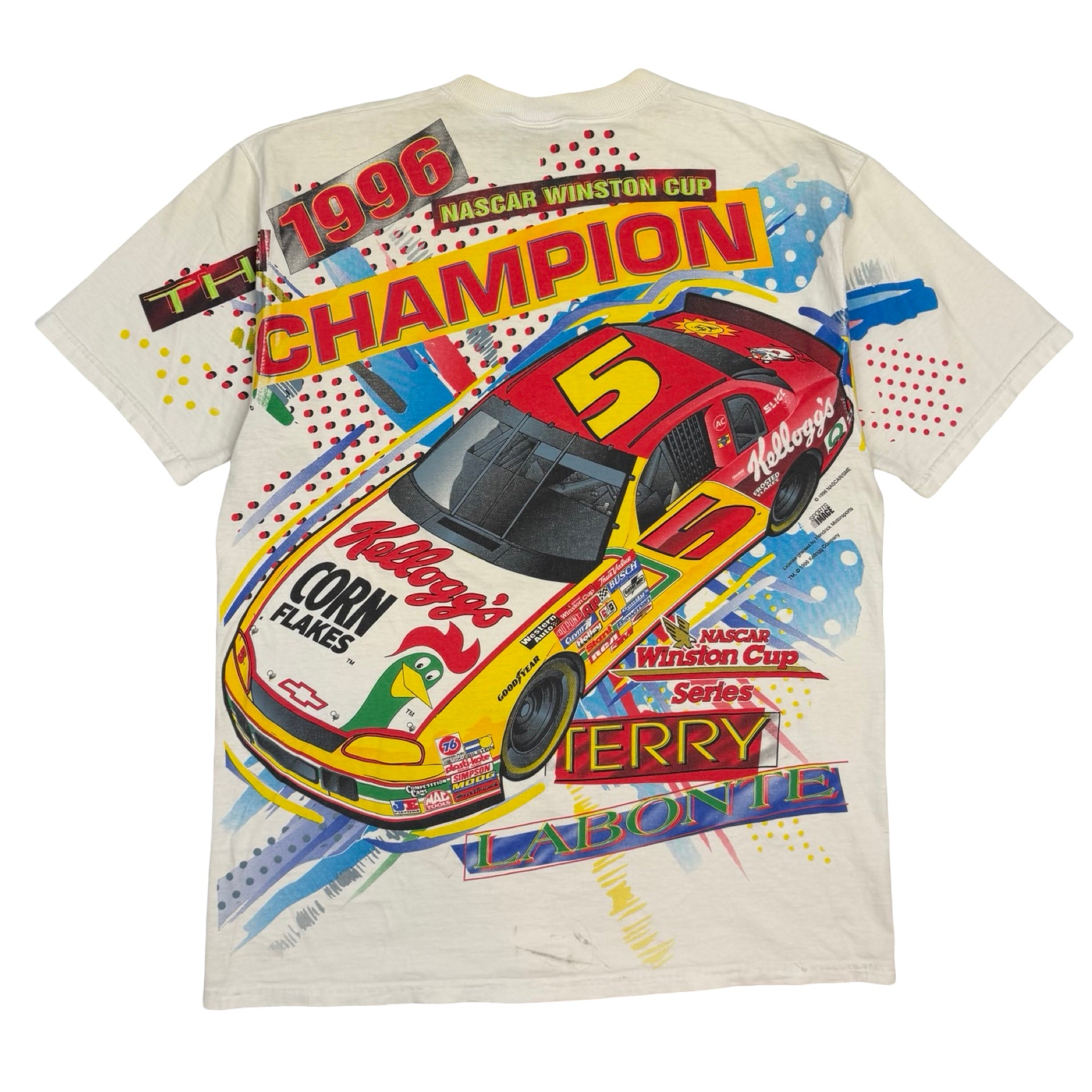 1996 Terry Labonte NASCAR Champion All Over Print Chase Racewear Tee White