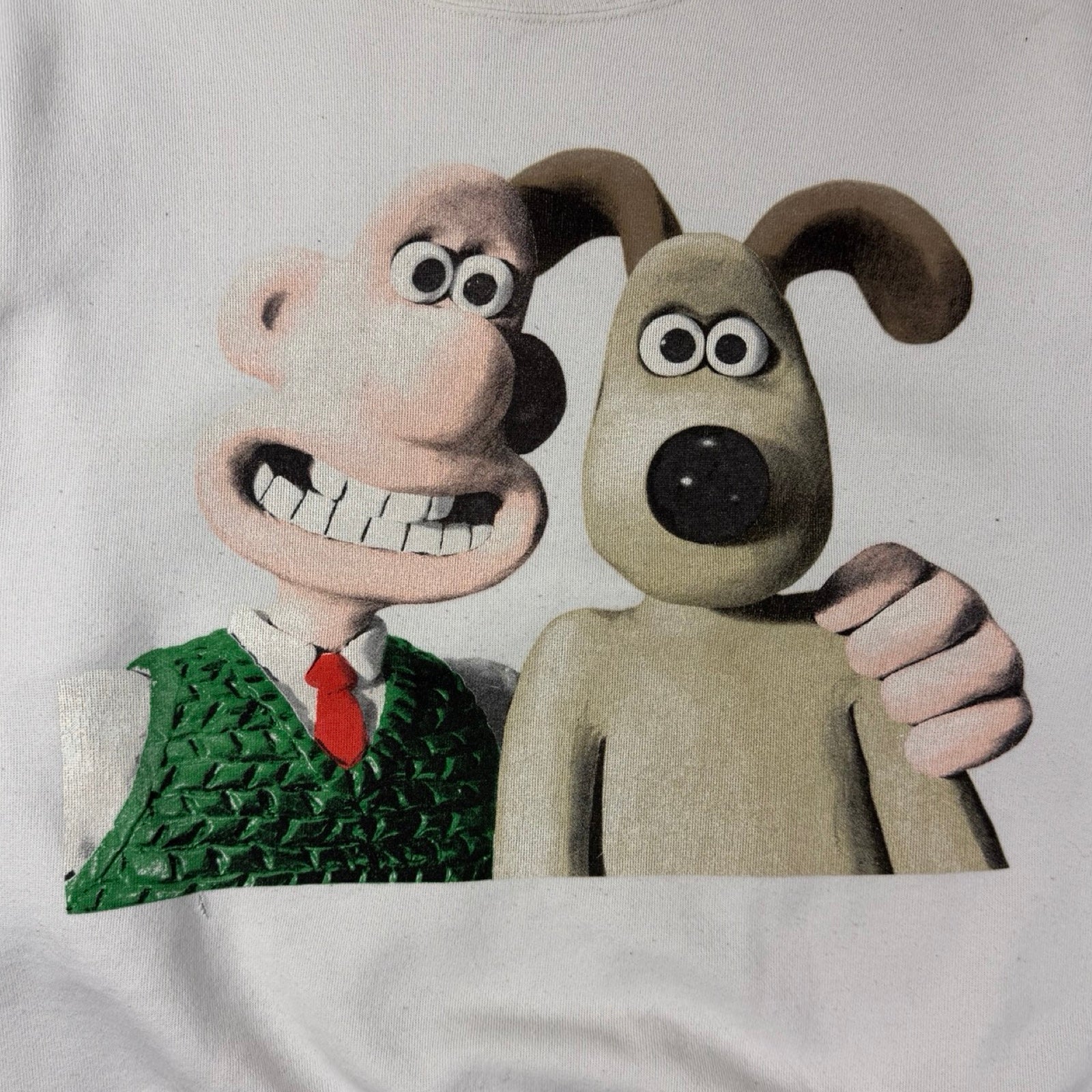 Vintage Wallace and Gromit Portrait Crewneck Sweatshirt White