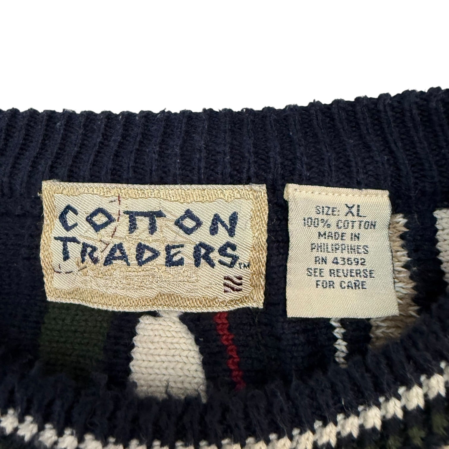 Vintage Cotton Traders Cable Knit Sweater Red/Black