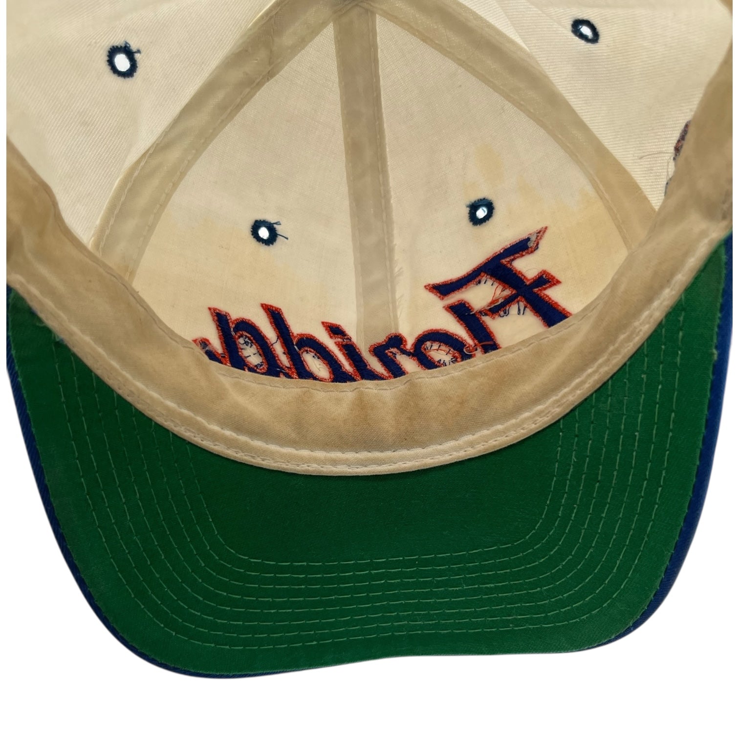 Vintage Florida Gators Double Line Script Snapback White/Blue Hat White/Blue