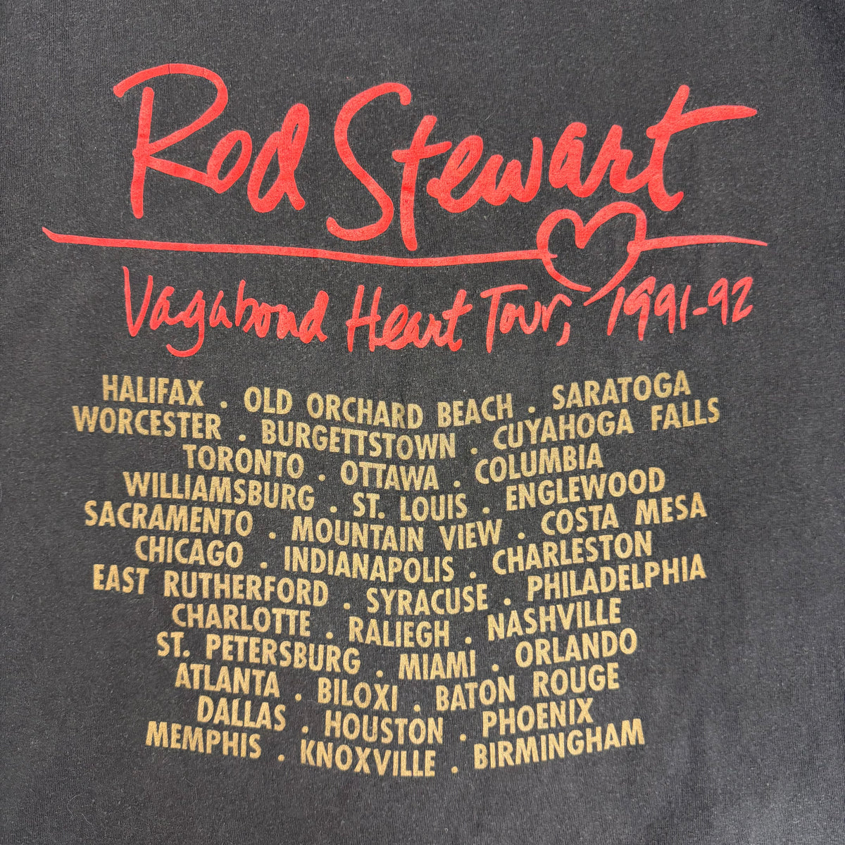 1991 Ron Stewart Vagabond Heart Tour Tee Black