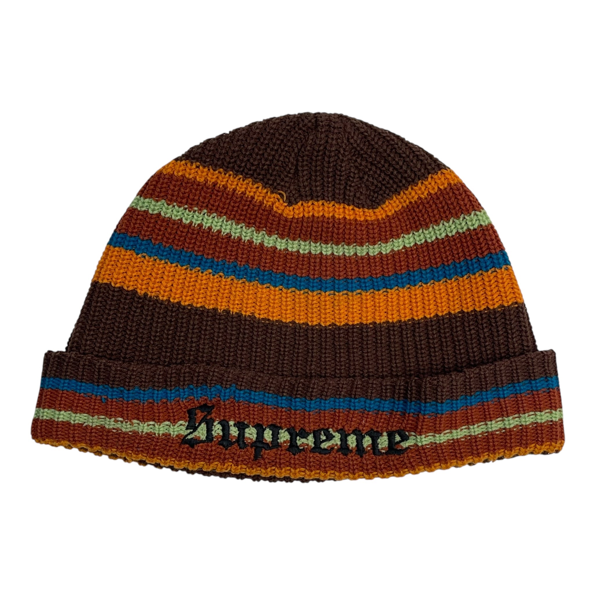 Supreme Bright Stripe Beanie Brown