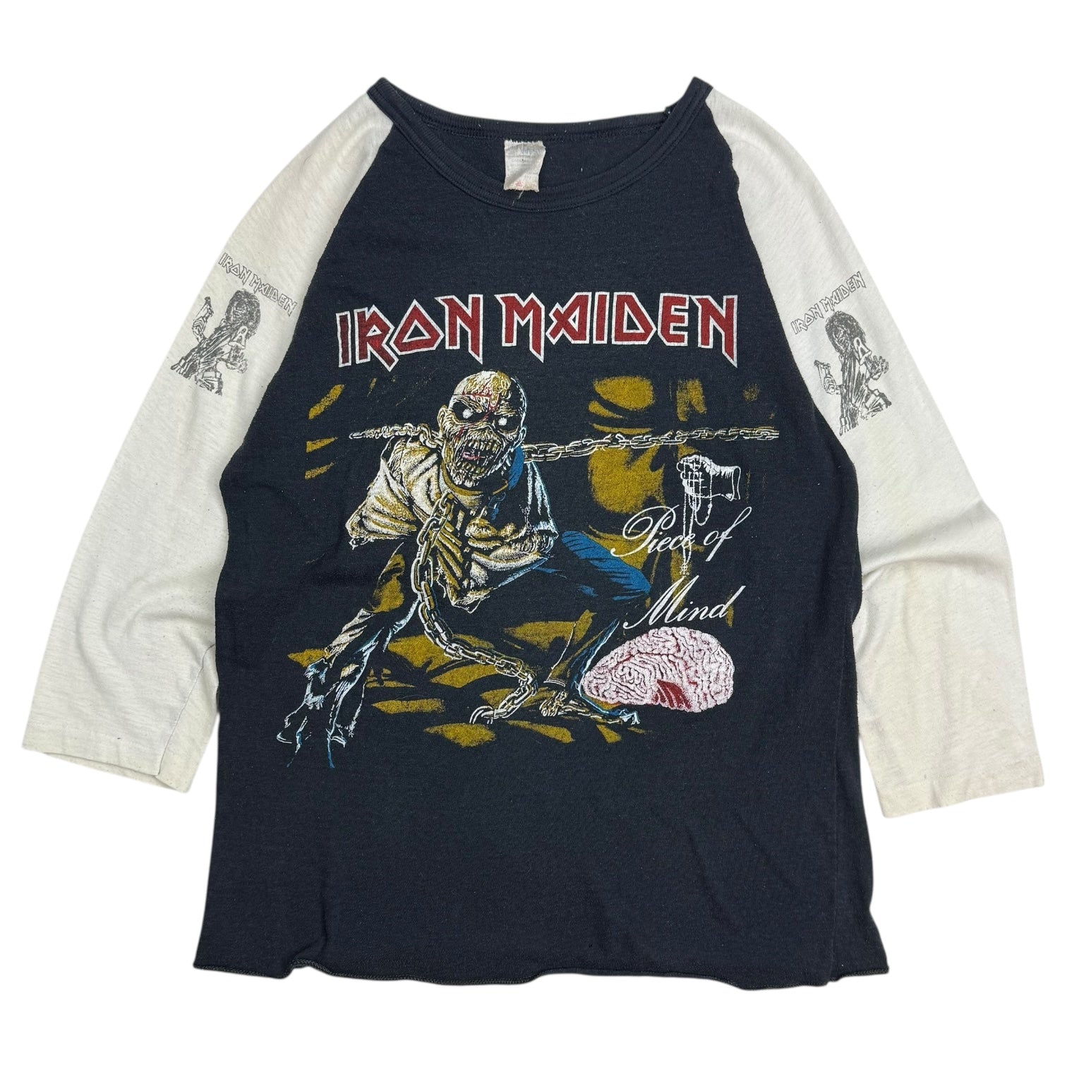 1980s Iron Maiden Piece Of Mind Raglan Tee Black/White