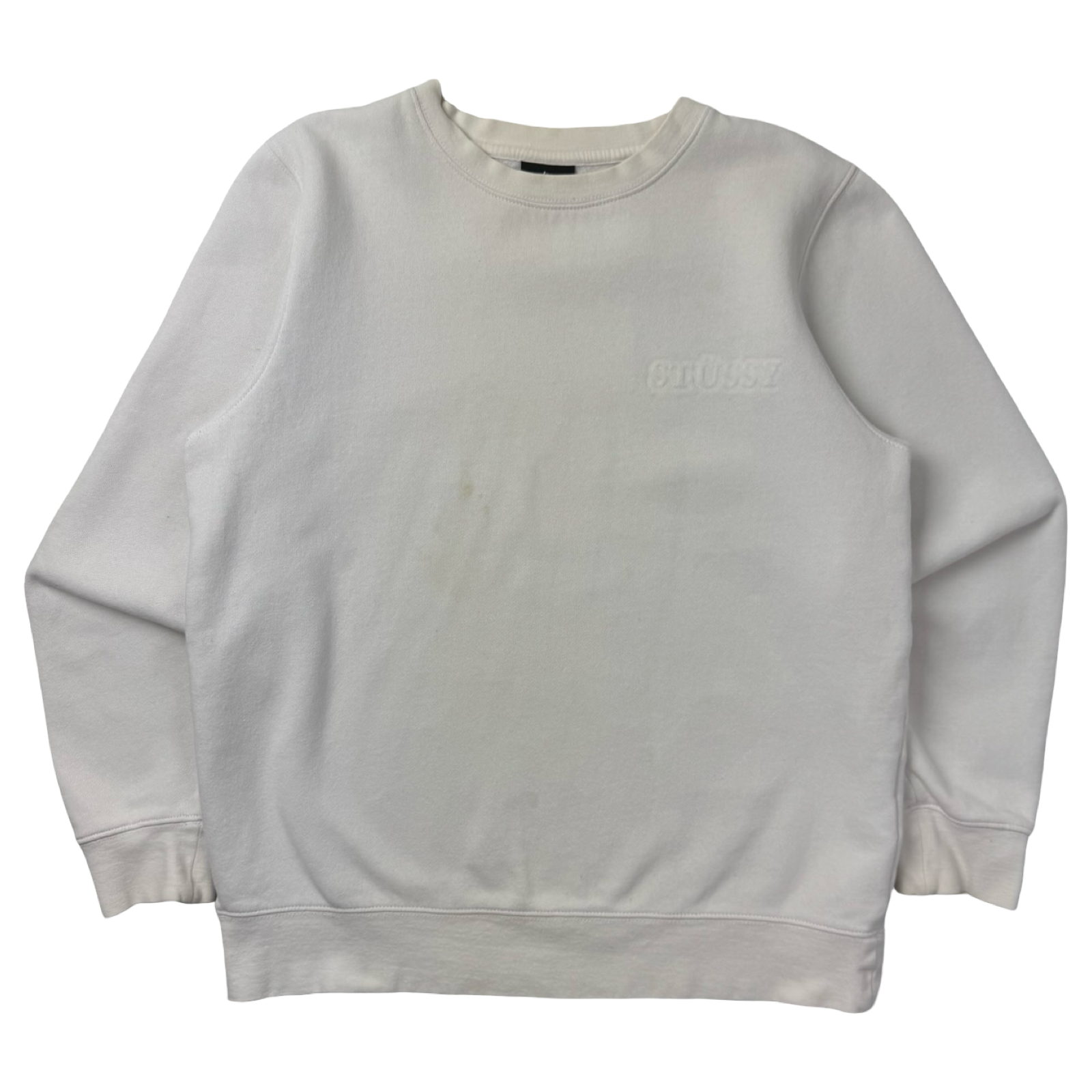 Stussy Shadow Emboidered Logo Crewneck White