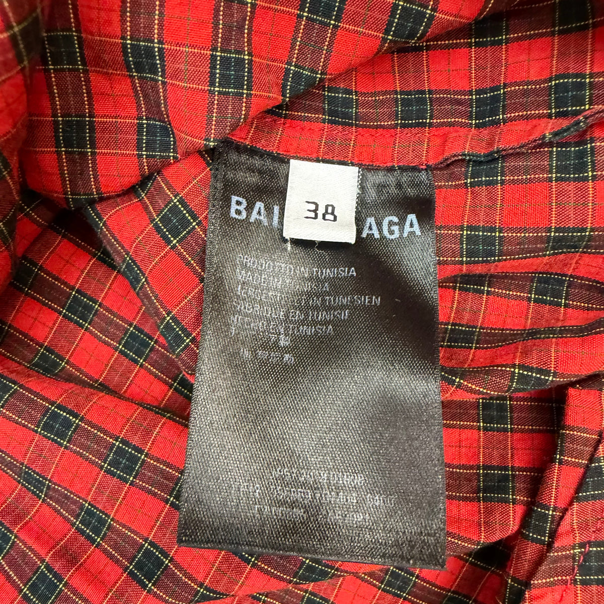 Balenciaga Plaid Button Up Shirt Red