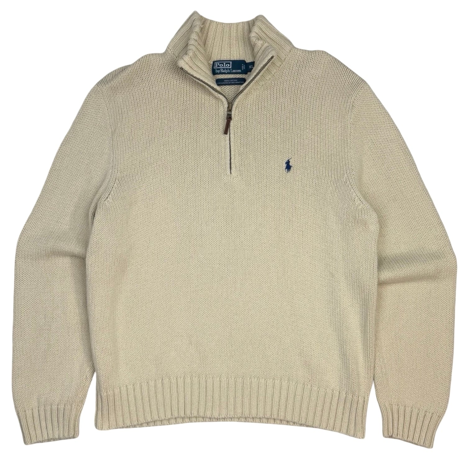 Vintage Polo Ralph Lauren Zip Up Knit Sweater Cream