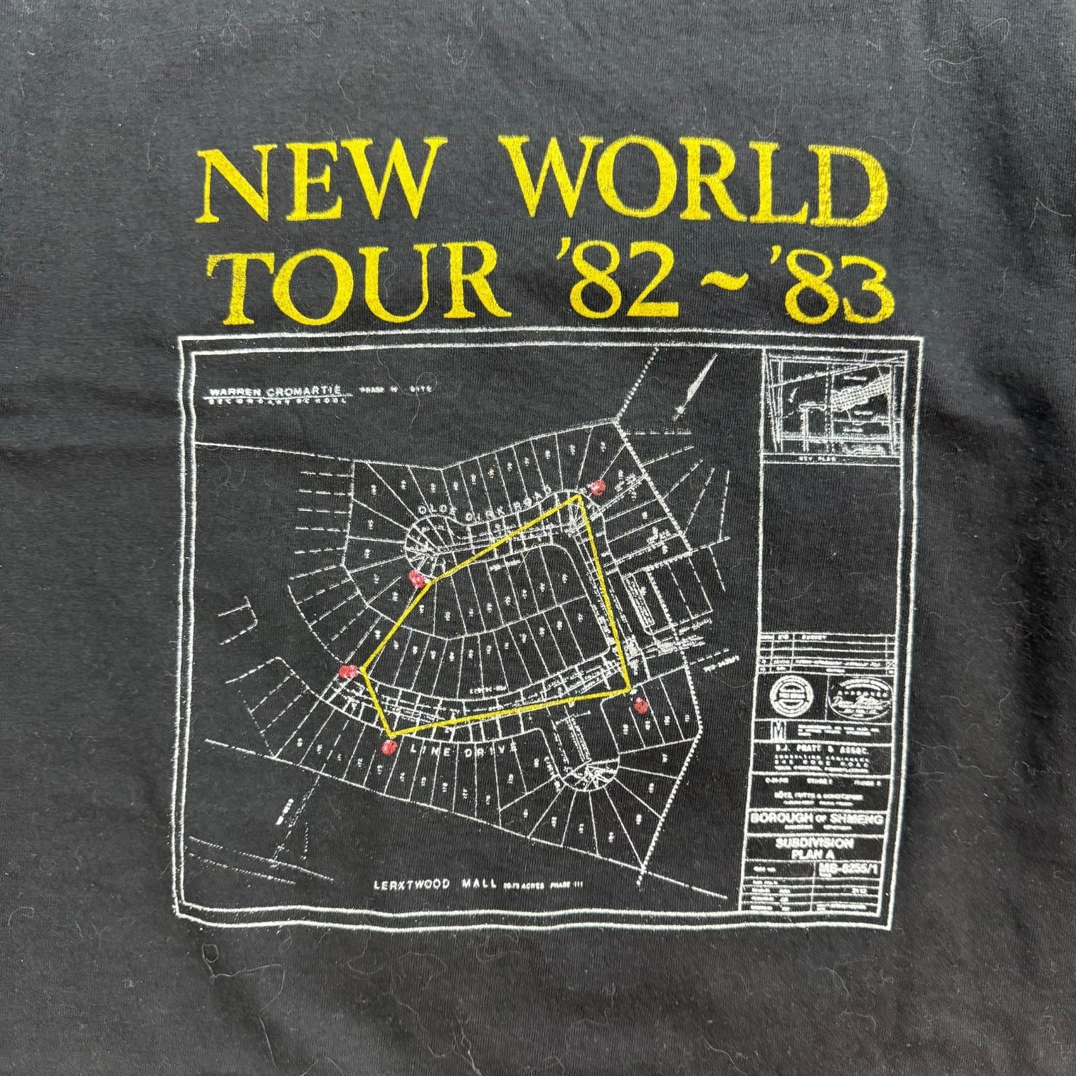 1982 Rush Signals New World Tour Tee Black