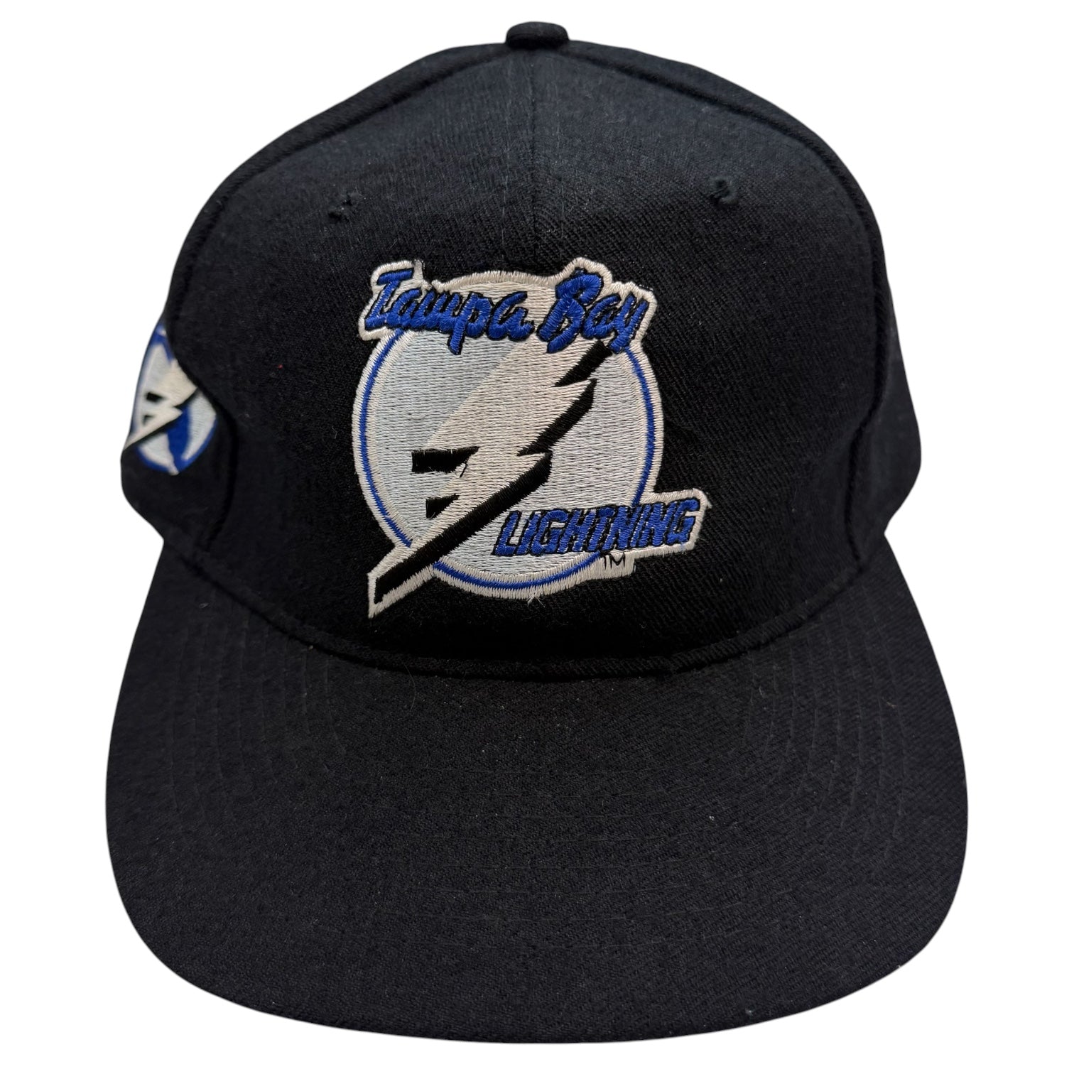 Vintage Tampa Bay Lightning Embroidered Blockhead Snapback Hat Black
