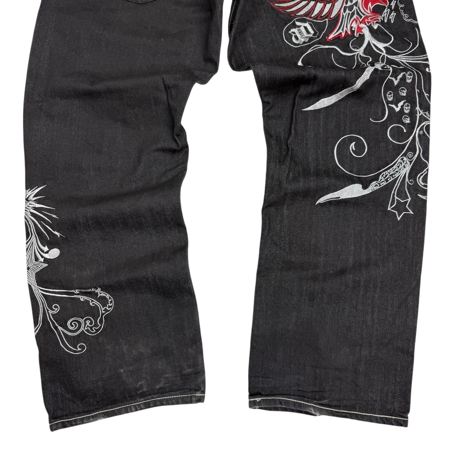 Vintage Y2K Artful Dodge Embroidered Denim Pants Dark Wash