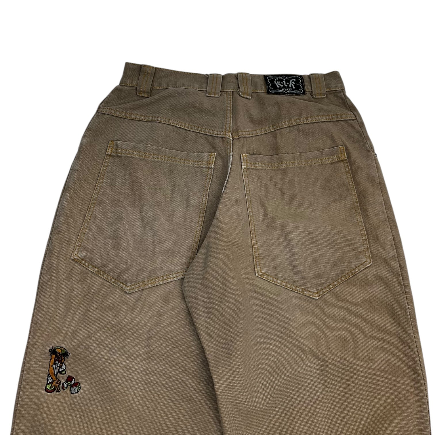 Vintage Y2K Kik-Wear Tan  Embroidered Pants