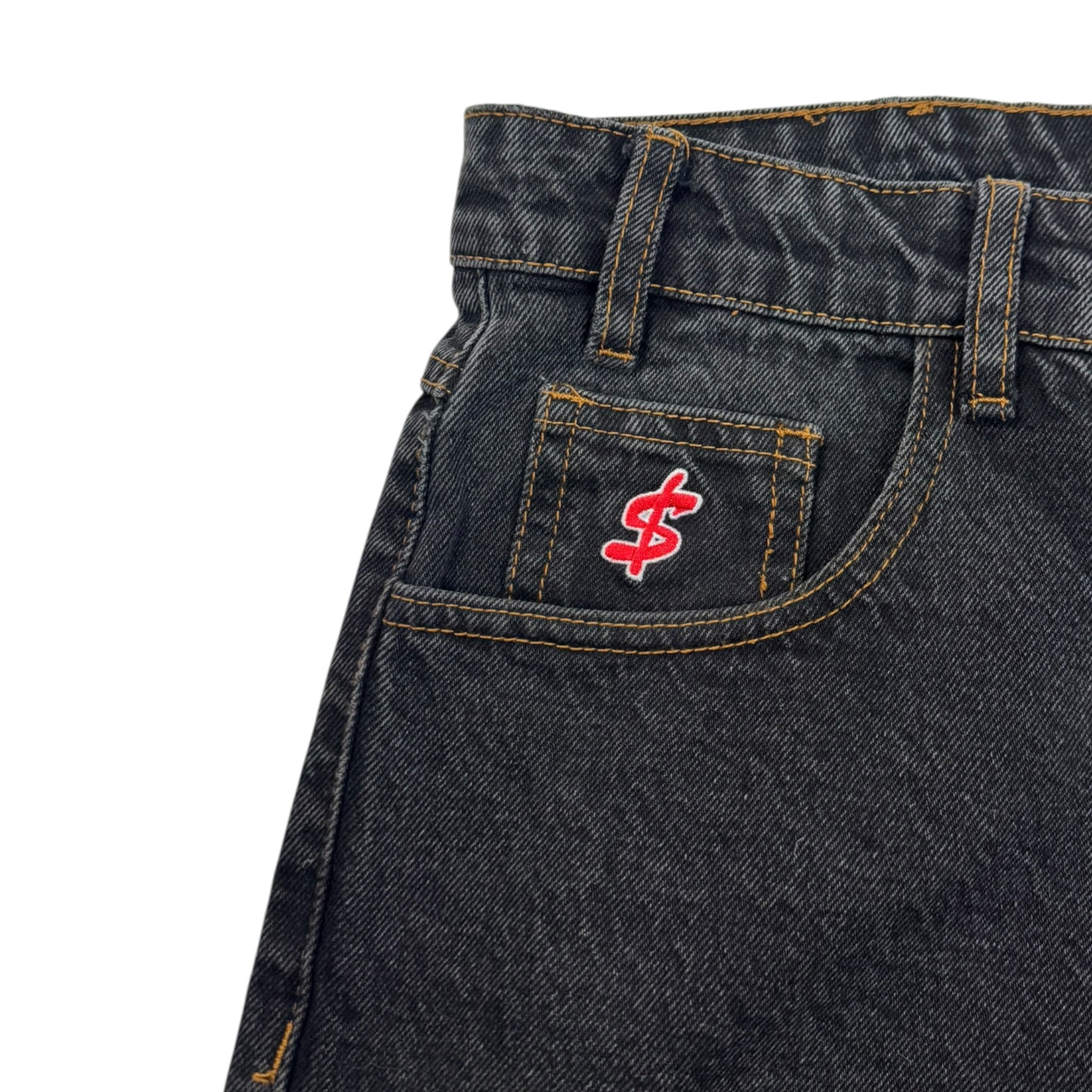 Cash Only Logo Baggy Jeans Washed Black