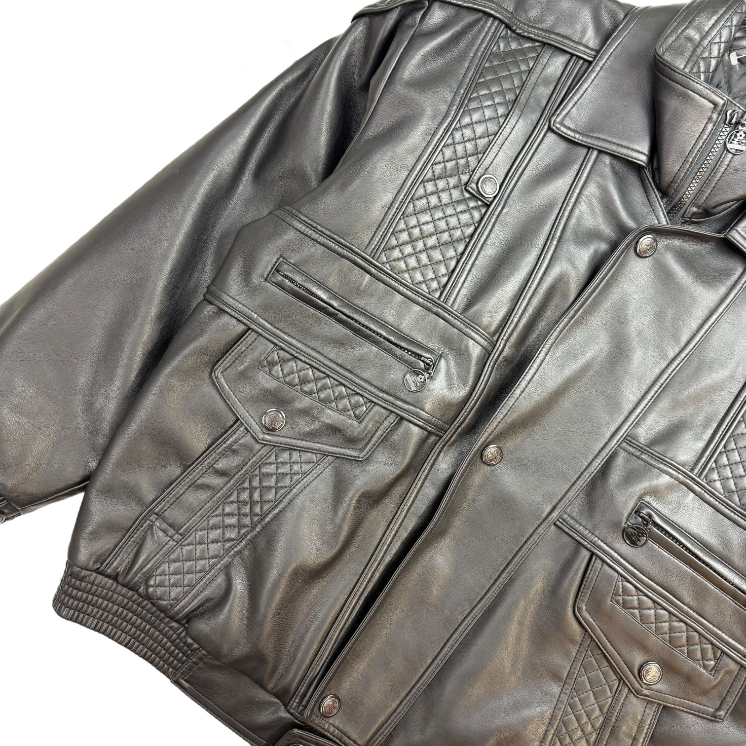 Vintage Quilted Leather Jacket Black