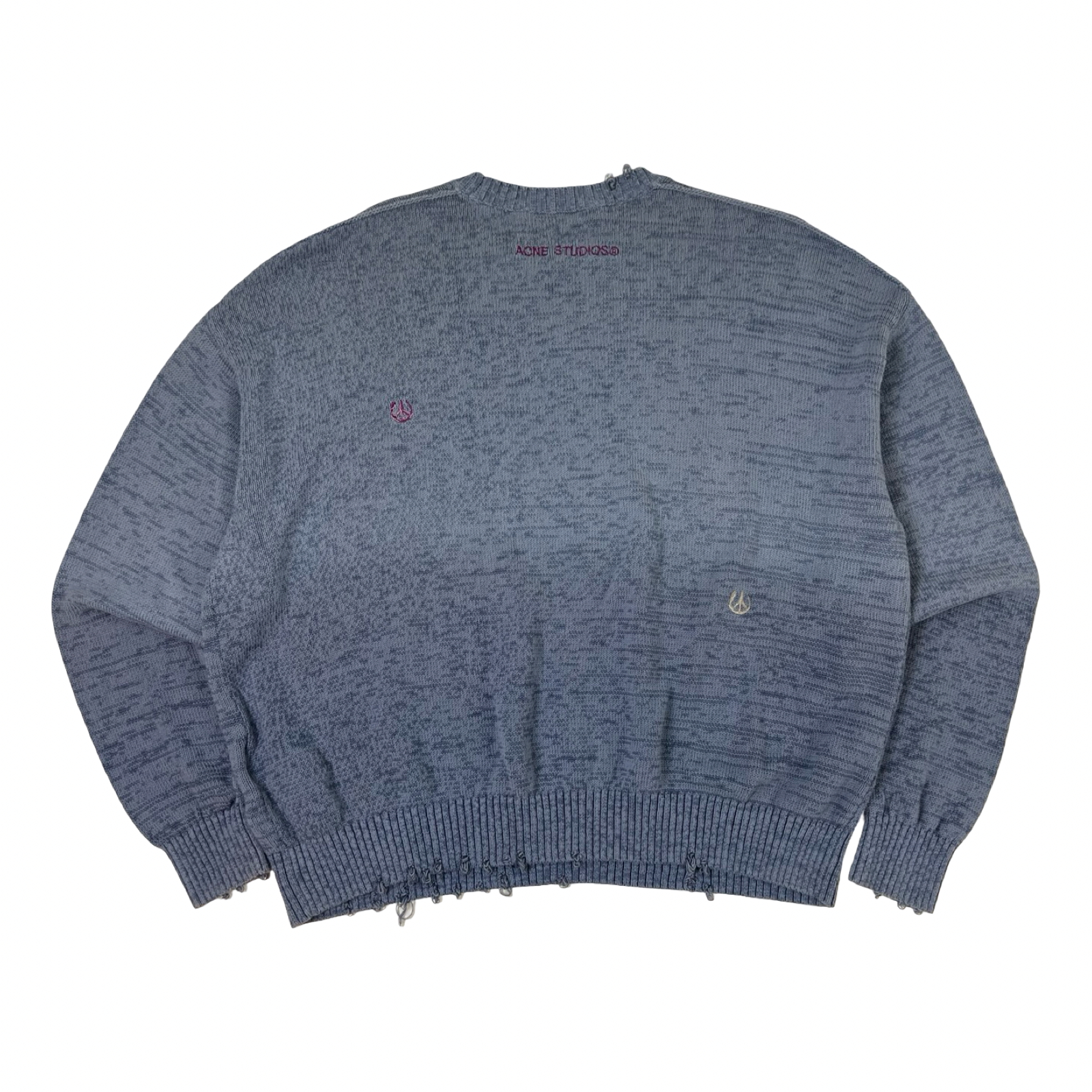 Acne Studios Distressed Crewneck Sweater Blue