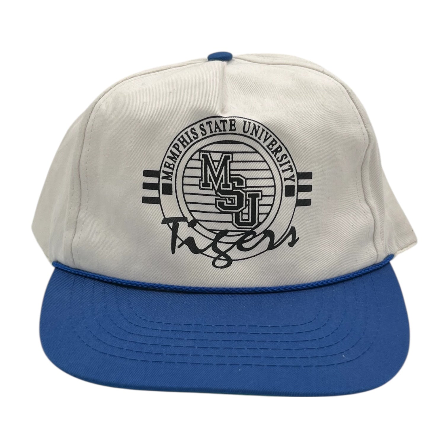 Vintage Memphis State University Tigers Snapback Hat White/Blue