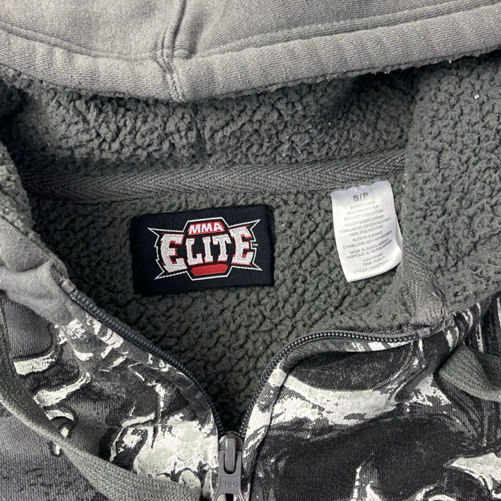 Vintage Y2K MMA Elite 3 Skulls Sherpa Hoodie