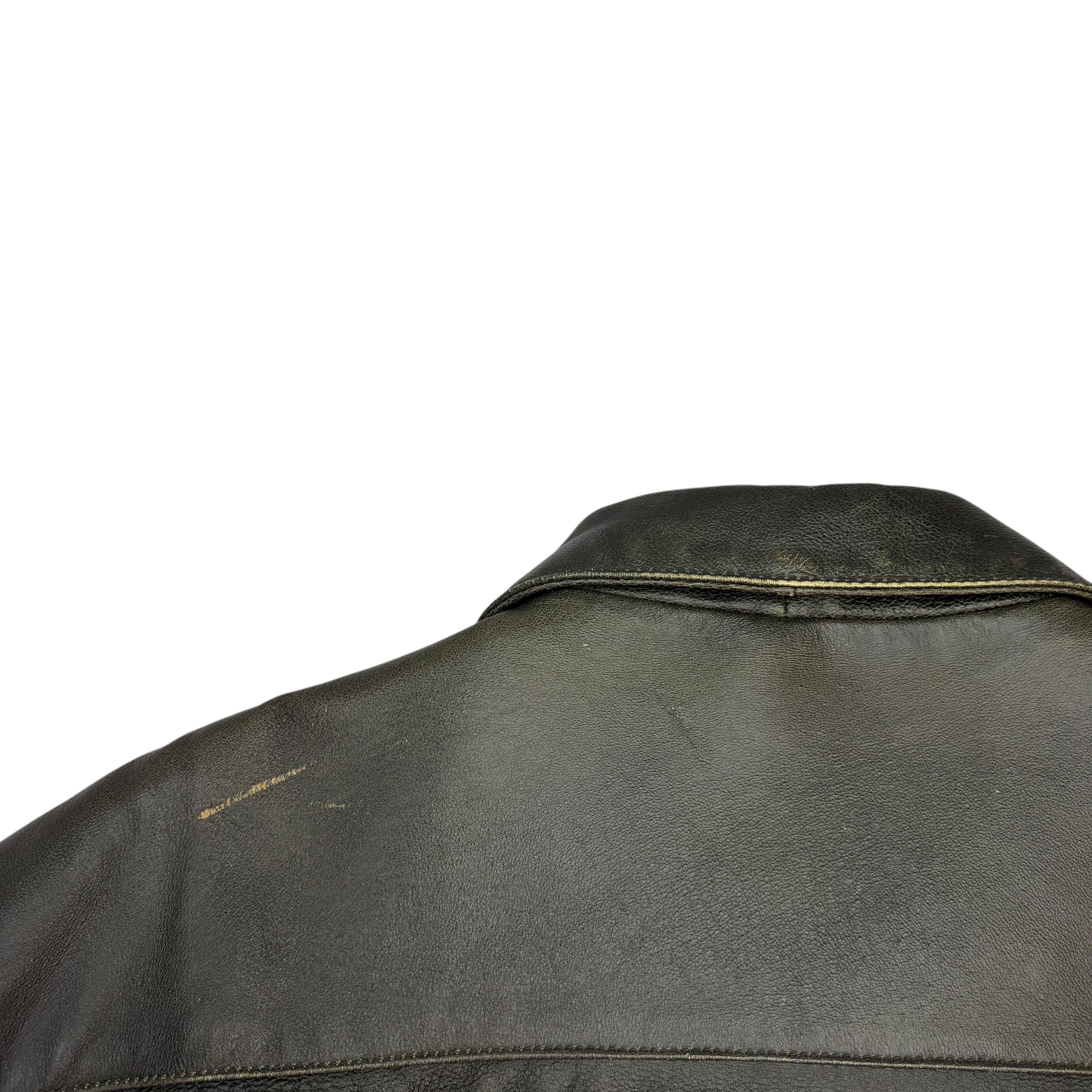 Vintage PGA Tour Partners Club Chenille Leather Jacket Black