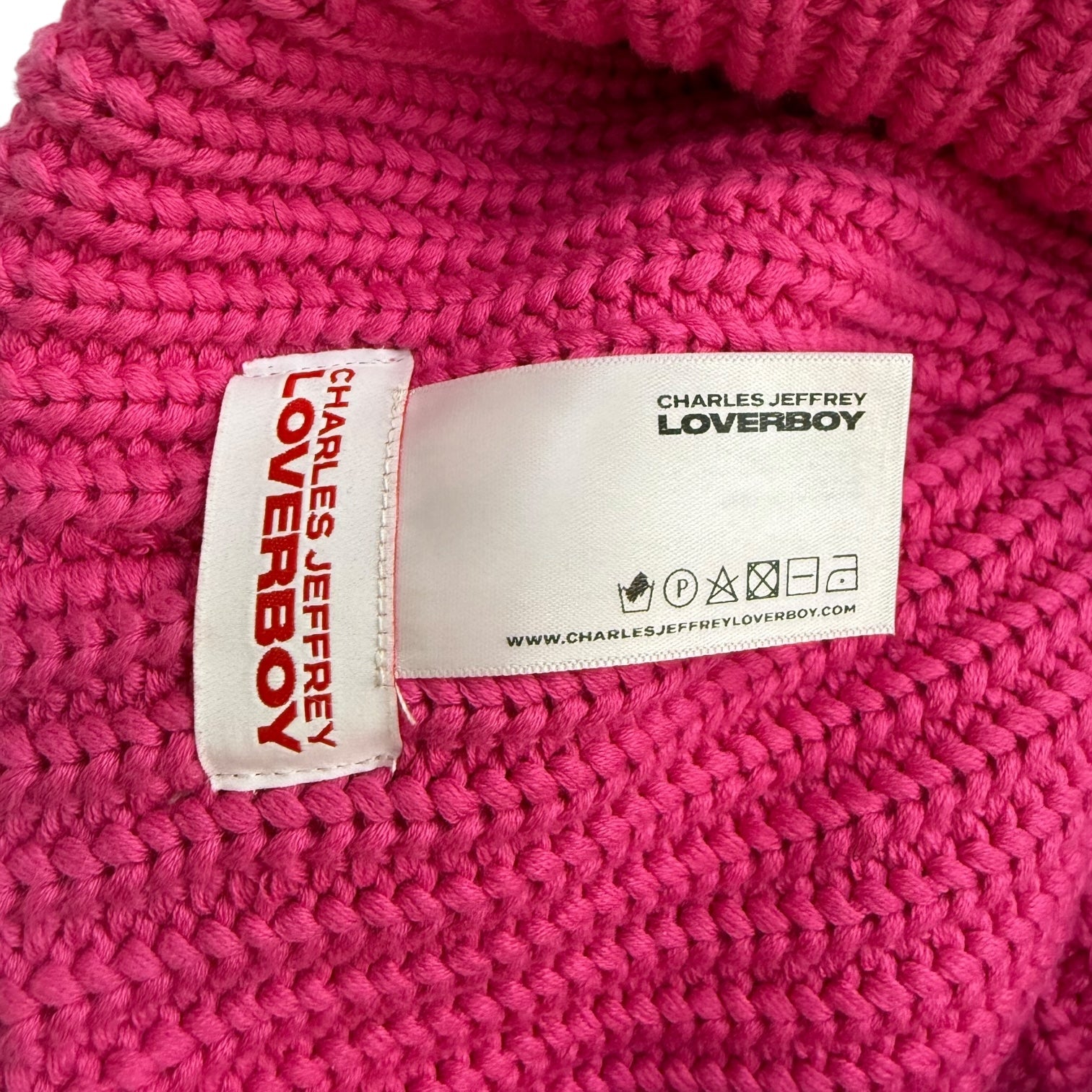 Charles Jeffrey LOVERBOY Chunky Rabbit Beanie Pink