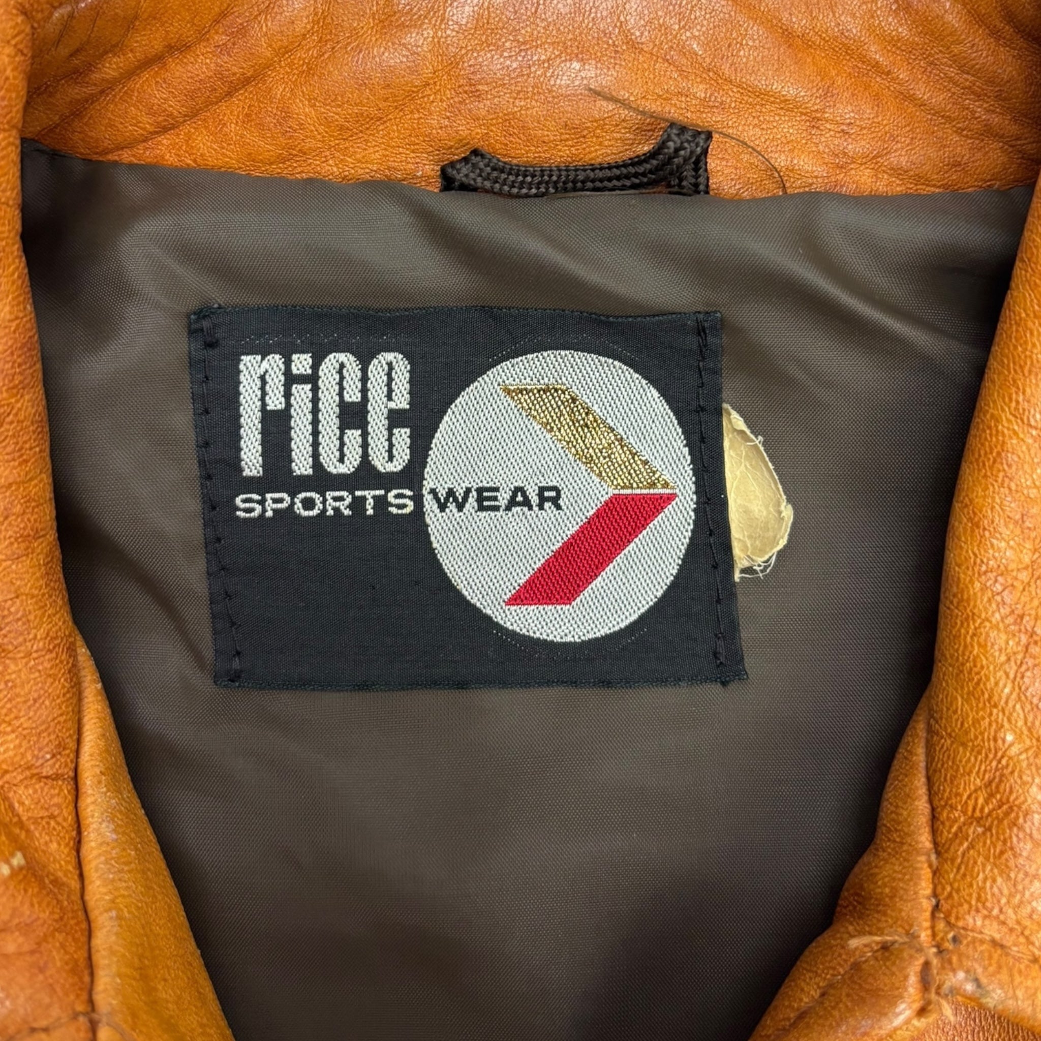 Vintage Rice Sports Wear Leather Jacket Brown
