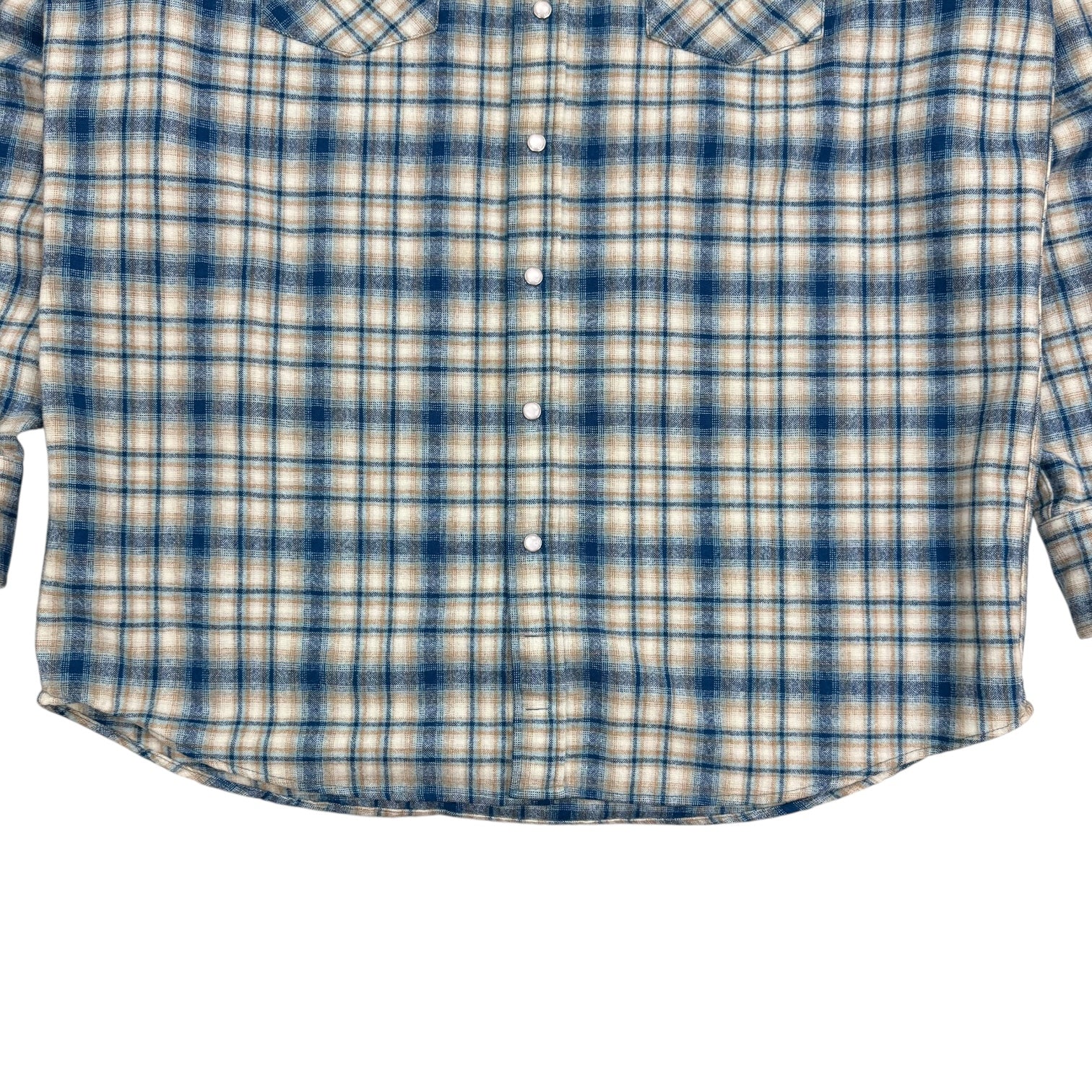 Vintage Pendleton Snap Button Plaid Shirt Blue/Cream
