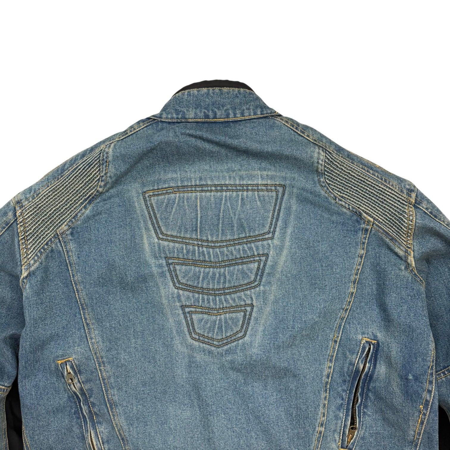 Vintage Cortech Rider Blues Denim Motorcycle Jacket Light Wash