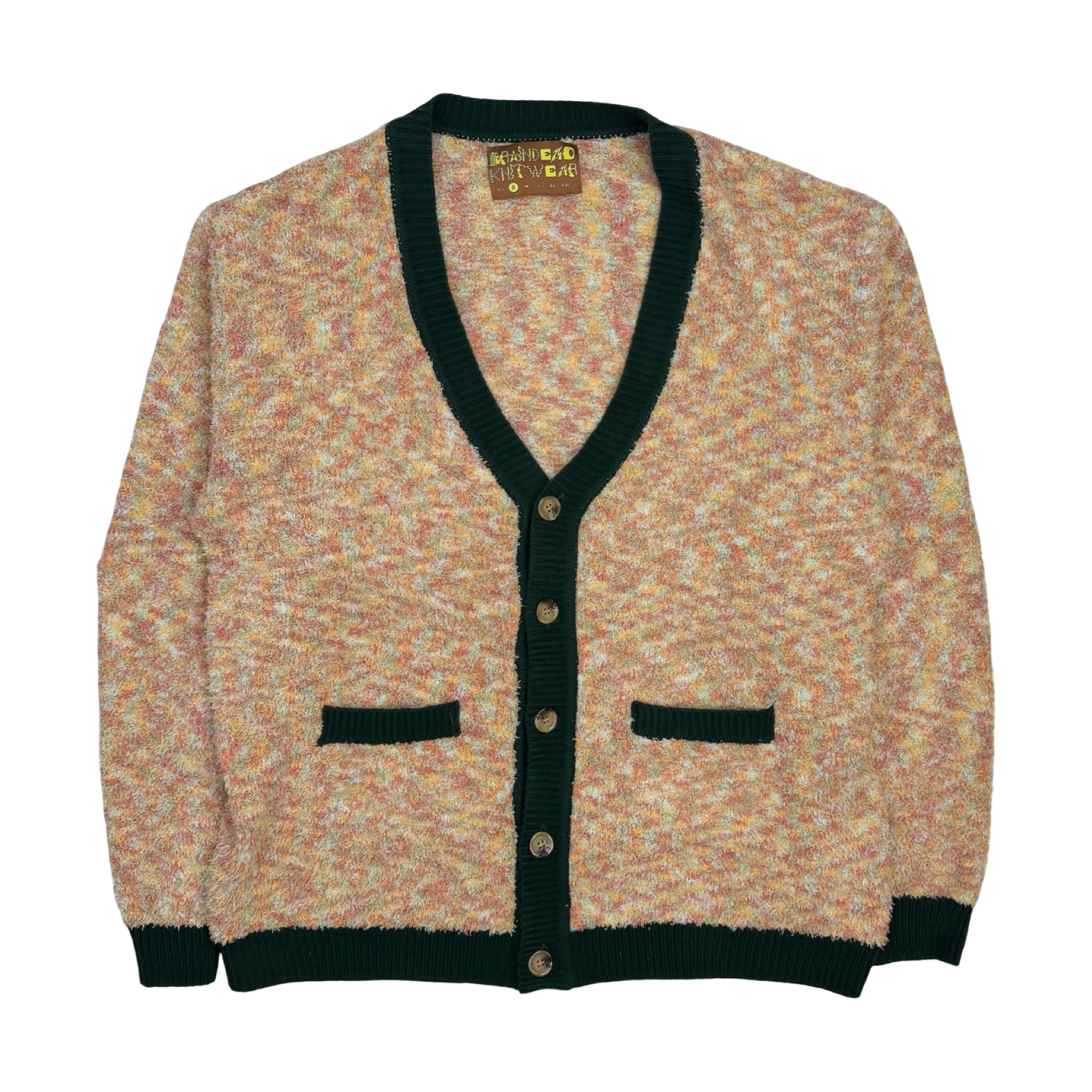 Brain Dead Teddy Fur Striped Cardigan Cream