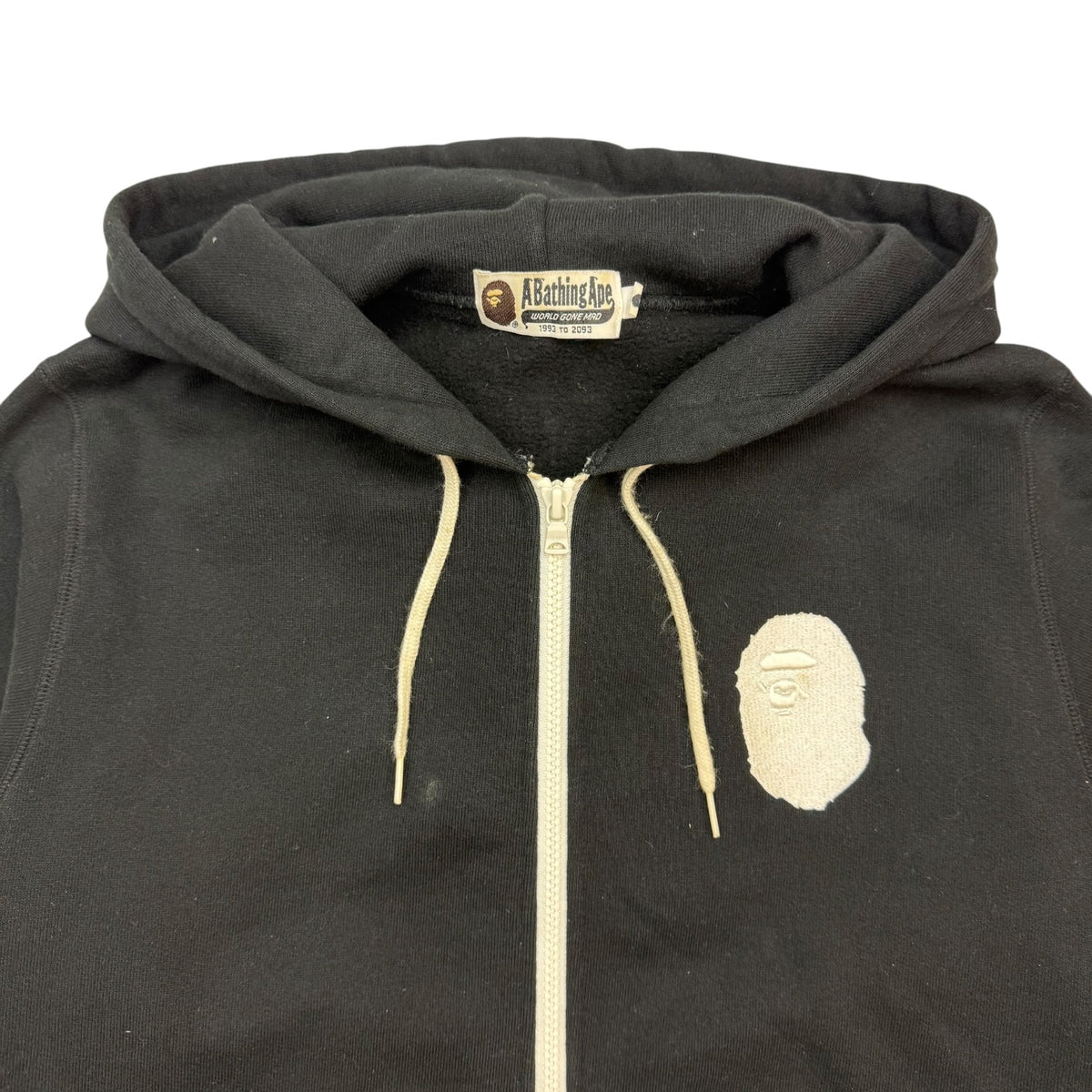 A Bathing Ape Bape Zip Up Embroidered Ape Sweater Black