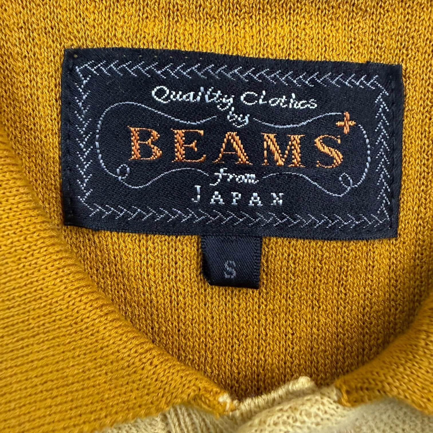 BEAMS PLUS Knit Polo Shirt Mustard