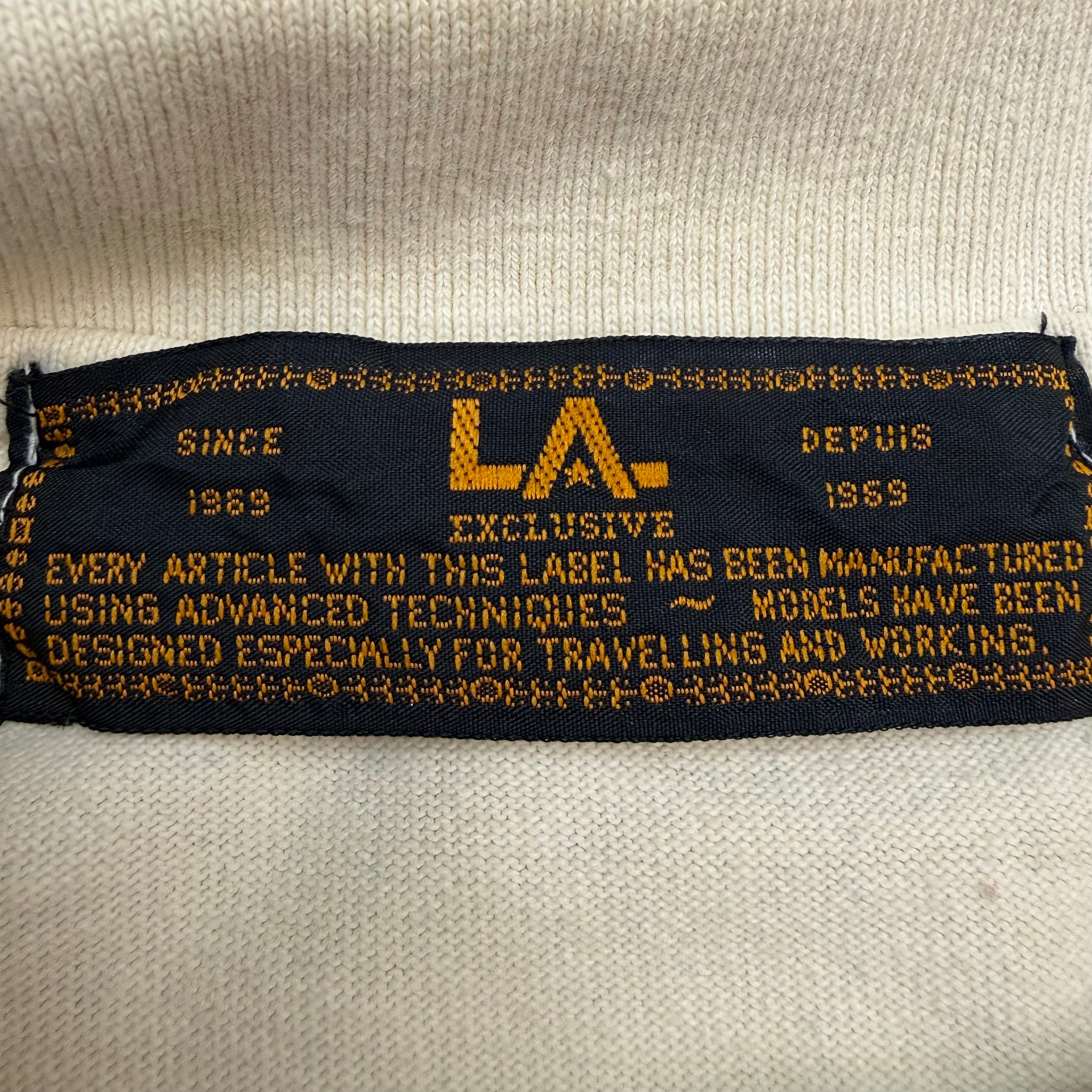 Vintage Traveling & Working Embroidered Quarter Zip Polo Beige