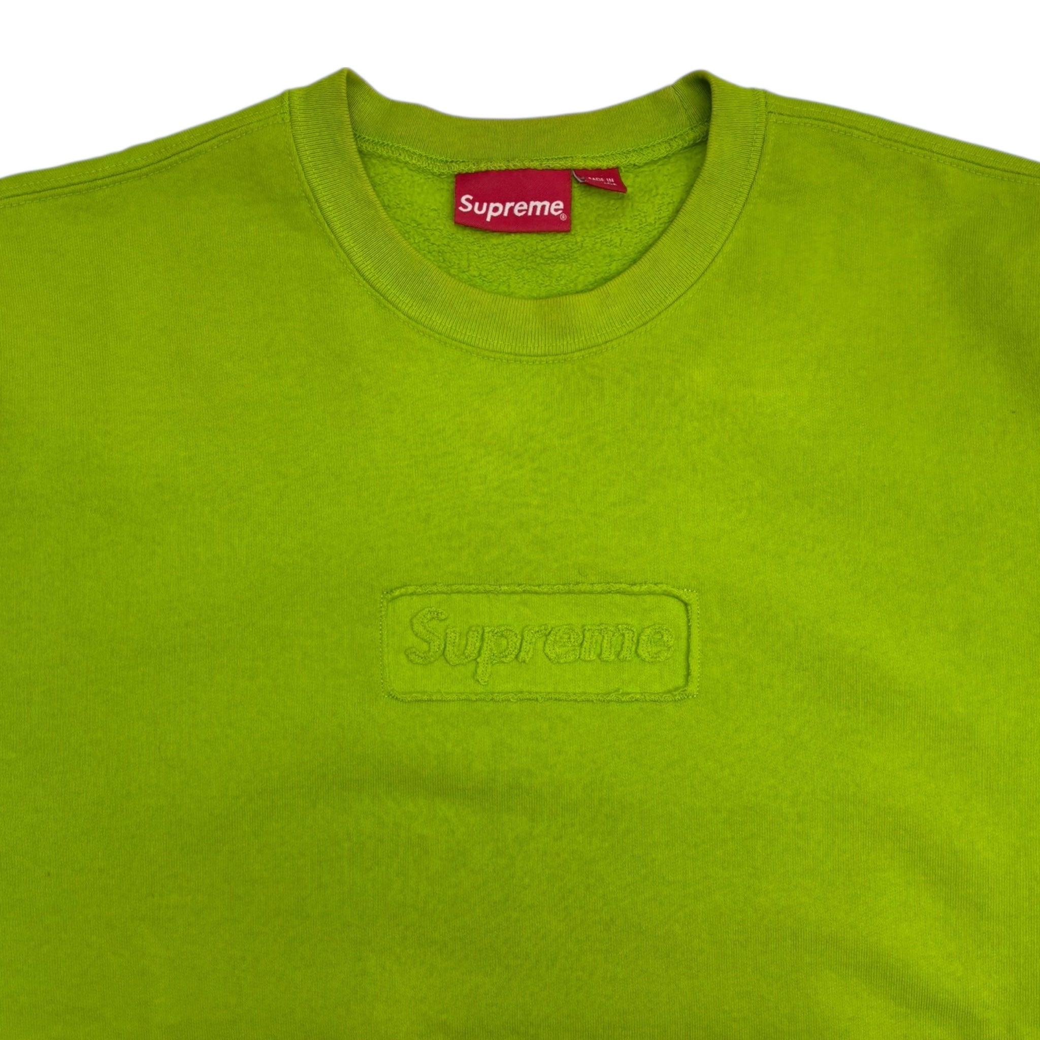 Supreme Cut Out Box Logo Crewneck Acid Green