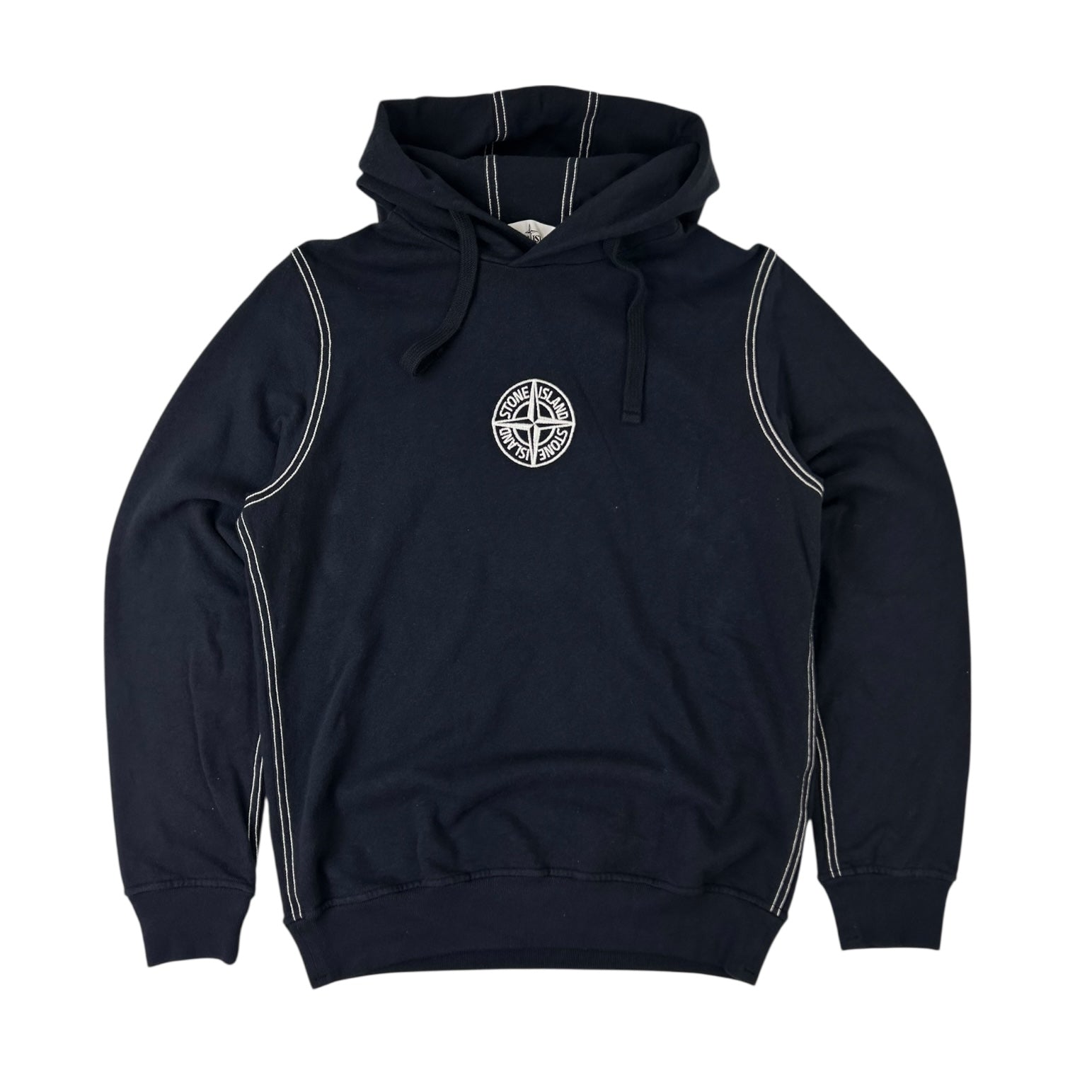 Stone Island Embroidered Logo Hoodie Navy