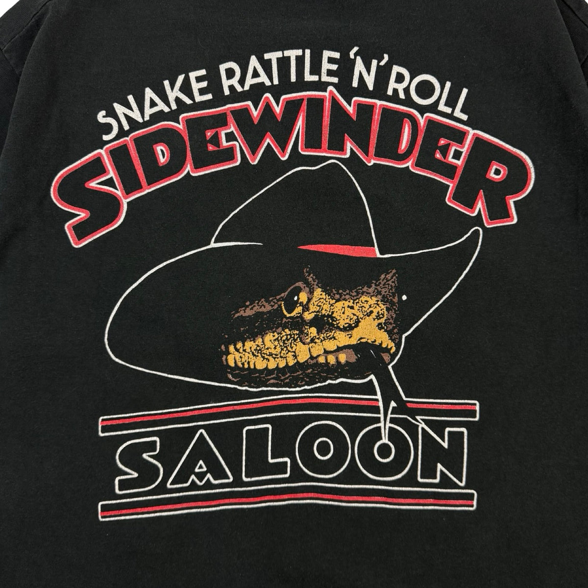 Vintage Snake Rattle ‘N’ Roll Sidewinder Saloon T-Shirt Black