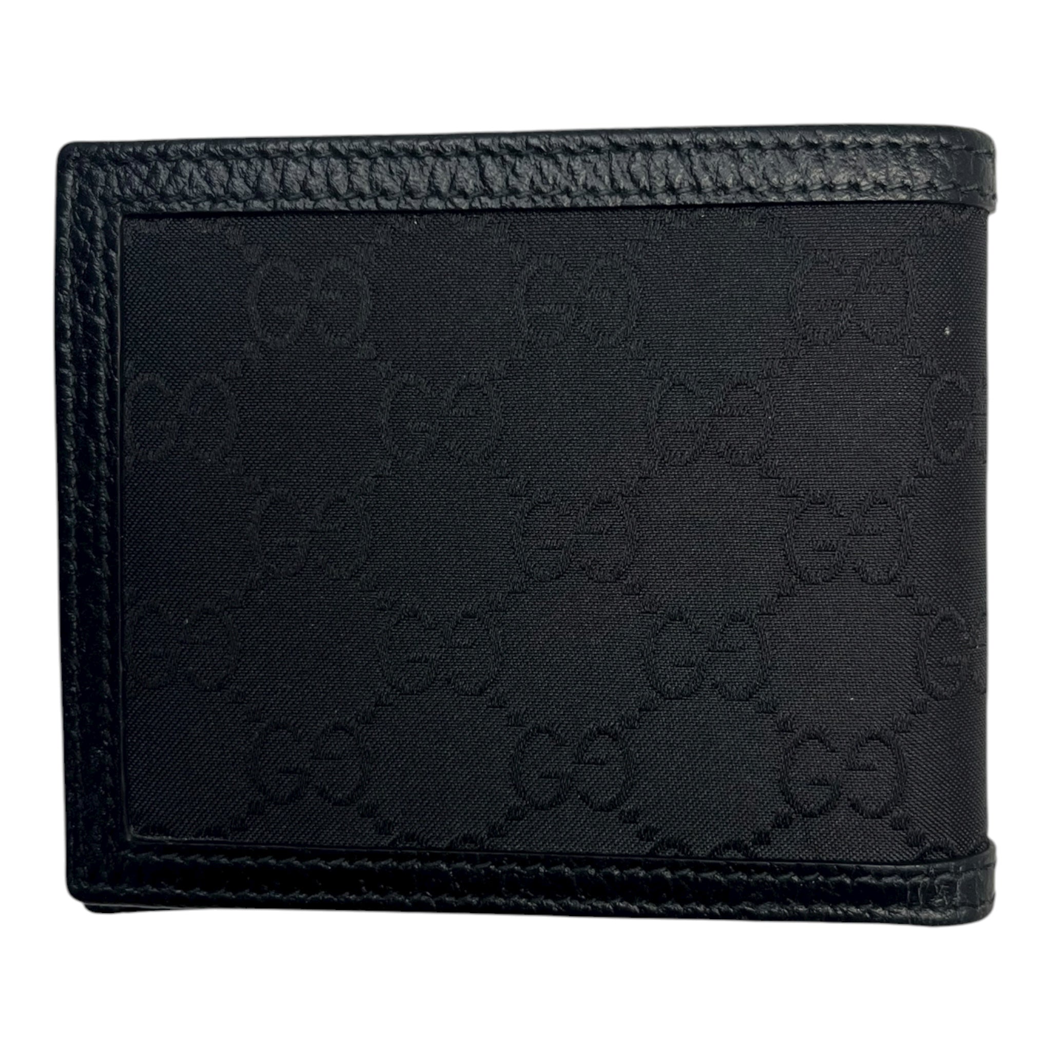 Gucci GG Jacquard Black Nylon/Leather Bifold Wallet