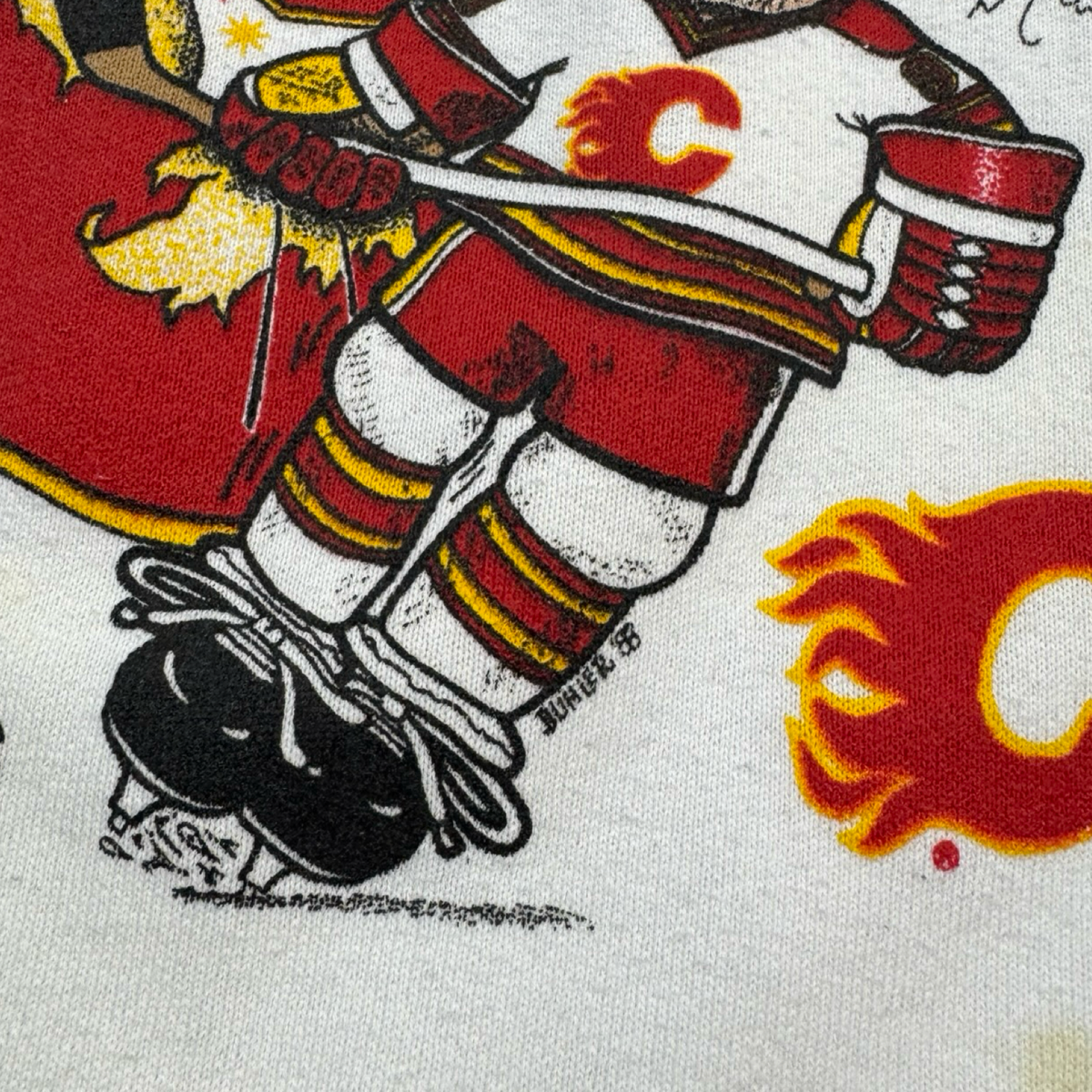 1988 Calgary Flames Lanny McDonald Cartoon Crewneck