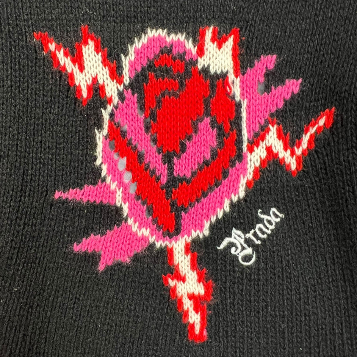 Prada Roses Intarsia Sweater Black